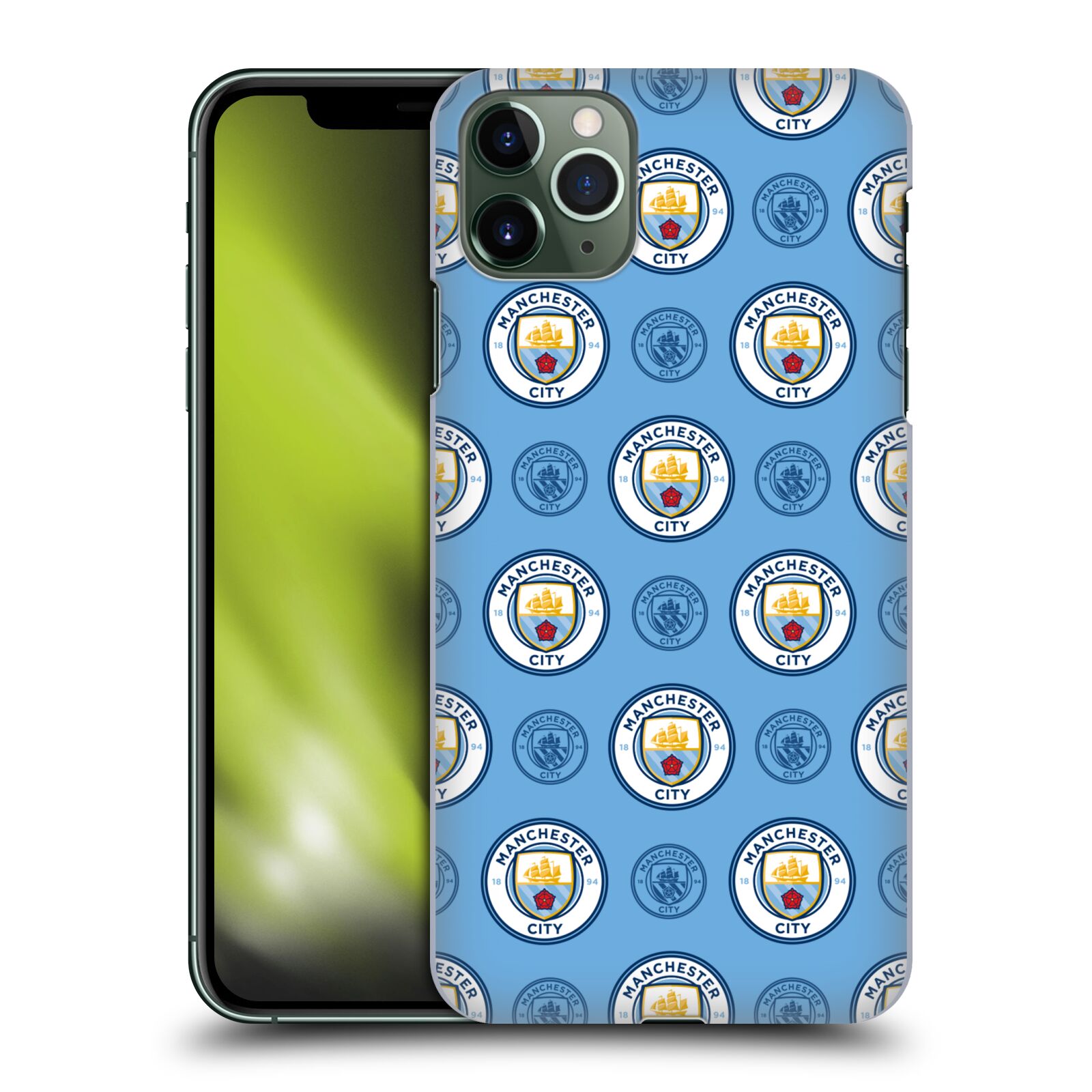 Pouzdro na mobil Apple Iphone 11 PRO MAX - HEAD CASE - Fotbalový klub Manchester City modrý vzorkovaný malé znaky