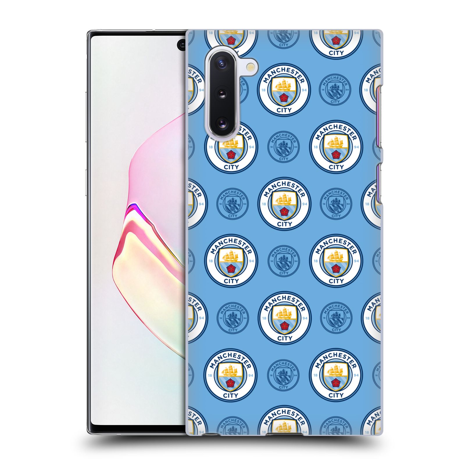Pouzdro na mobil Samsung Galaxy Note 10 - HEAD CASE - Fotbalový klub Manchester City modrý vzorkovaný malé znaky
