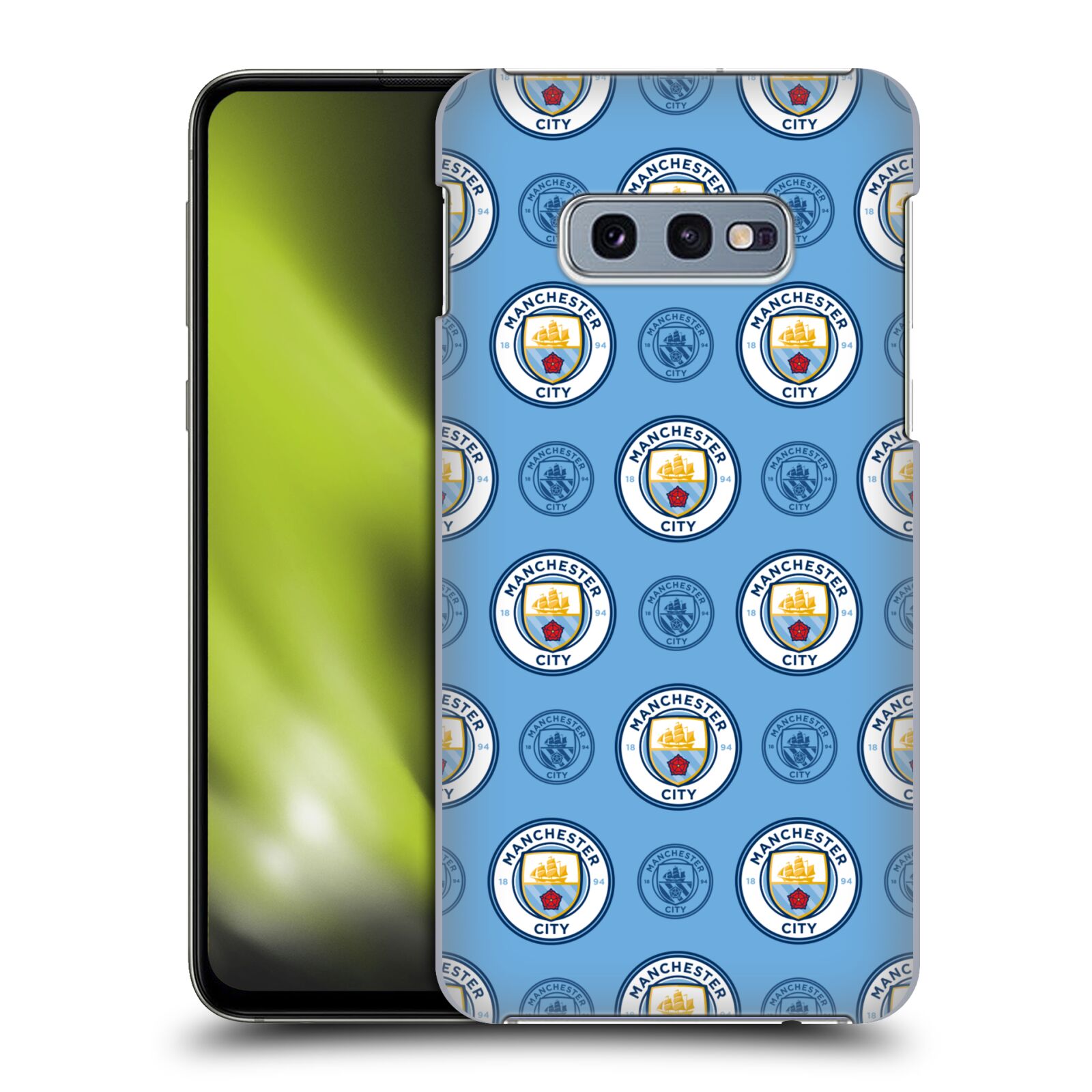 Pouzdro na mobil Samsung Galaxy S10e - HEAD CASE - Fotbalový klub Manchester City modrý vzorkovaný malé znaky