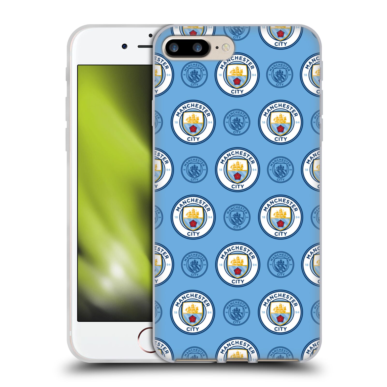HEAD CASE silikonový obal na mobil Apple Iphone 7 PLUS Fotbalový klub Manchester City modrý vzorkovaný malé znaky