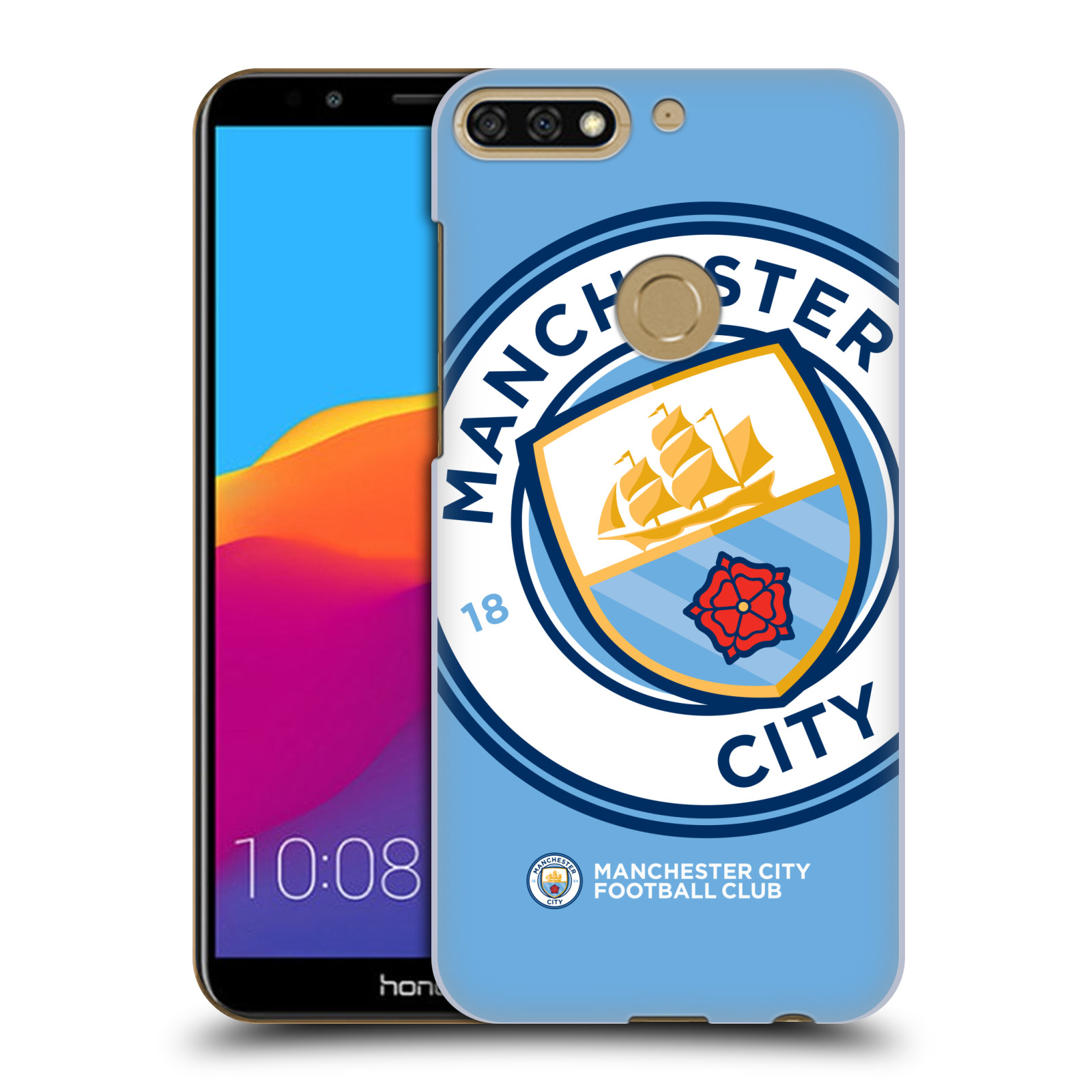 HEAD CASE plastový obal na mobil Honor 7c Fotbalový klub Manchester City modrý velký přesahující znak