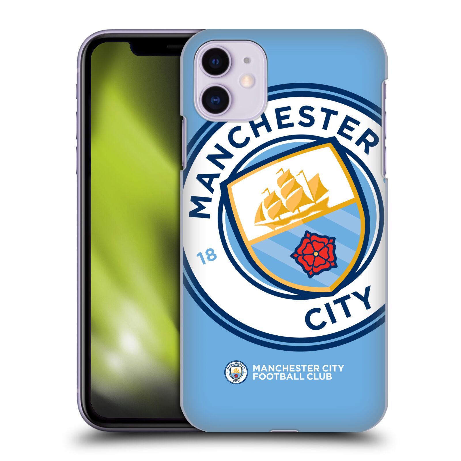 Pouzdro na mobil Apple Iphone 11 - HEAD CASE - Fotbalový klub Manchester City modrý velký přesahující znak