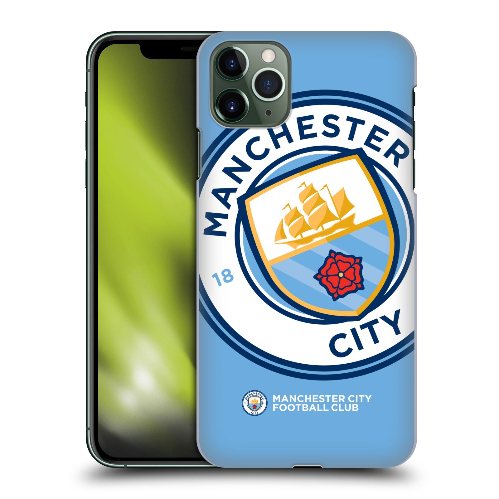 Pouzdro na mobil Apple Iphone 11 PRO MAX - HEAD CASE - Fotbalový klub Manchester City modrý velký přesahující znak