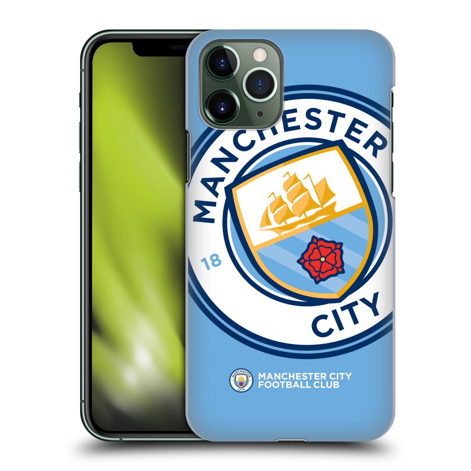 Pouzdro na mobil Apple Iphone 11 PRO - HEAD CASE - Fotbalový klub Manchester City modrý velký přesahující znak