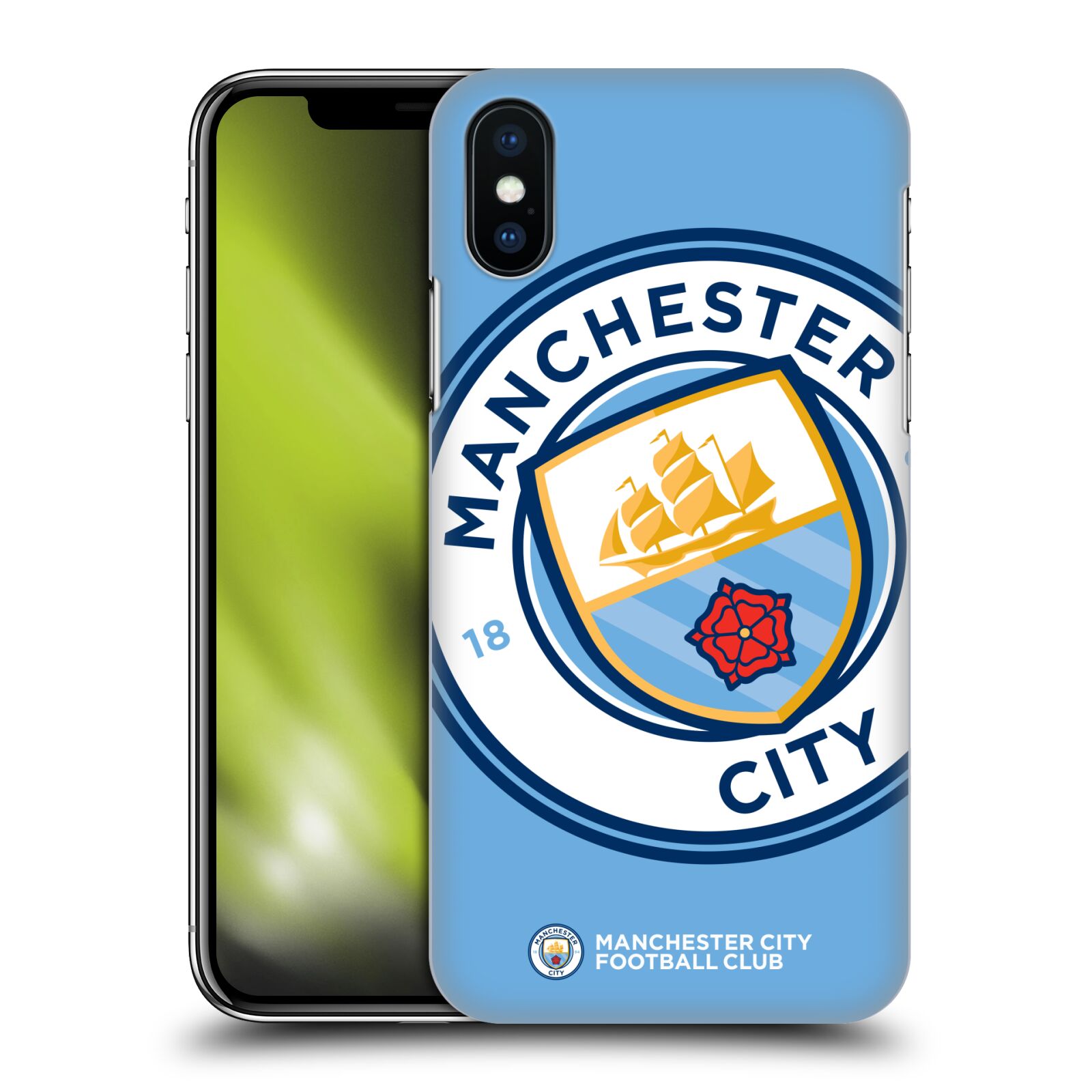 HEAD CASE plastový obal na mobil Apple Iphone X / XS Fotbalový klub Manchester City modrý velký přesahující znak