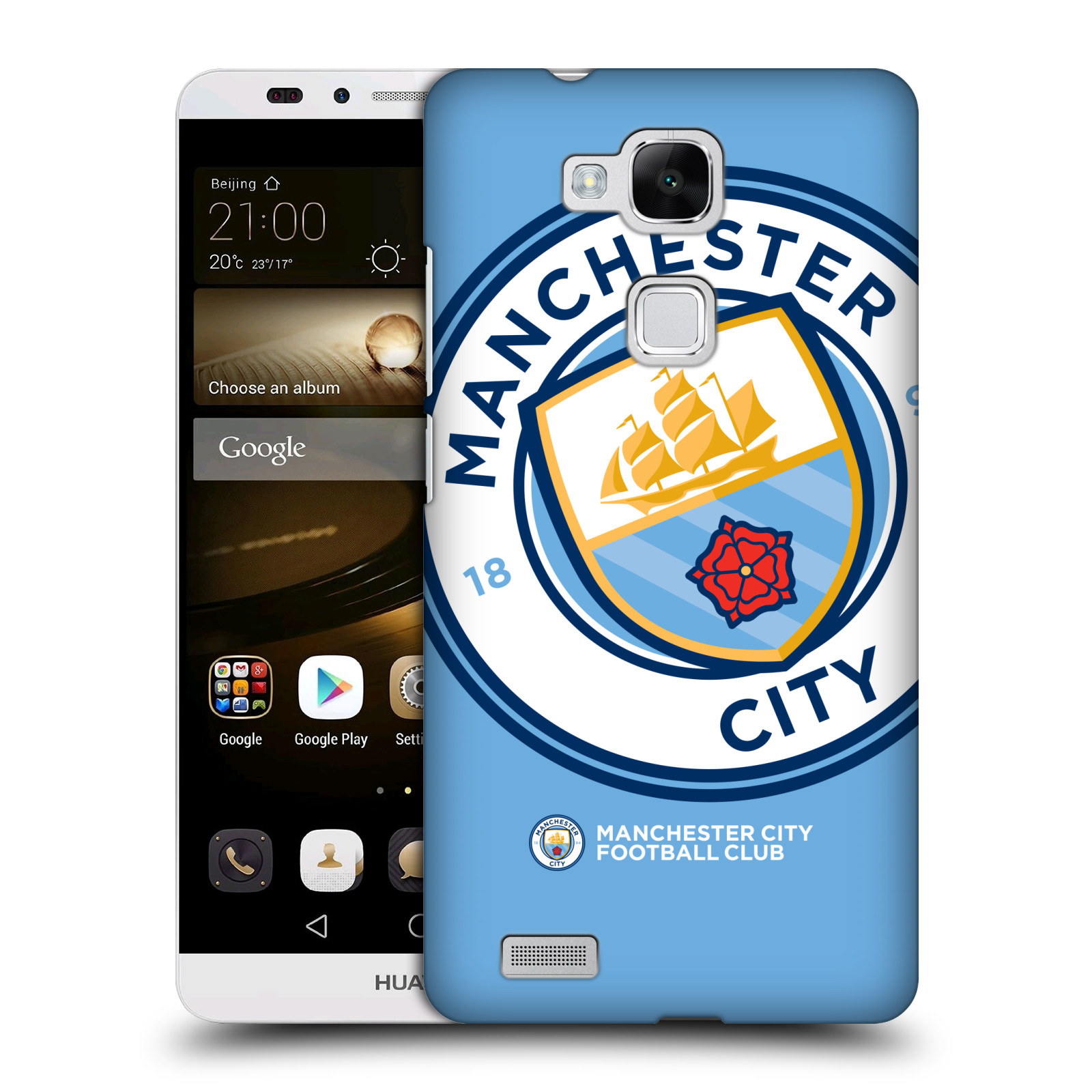 HEAD CASE plastový obal na mobil Huawei Mate 7 Fotbalový klub Manchester City modrý velký přesahující znak