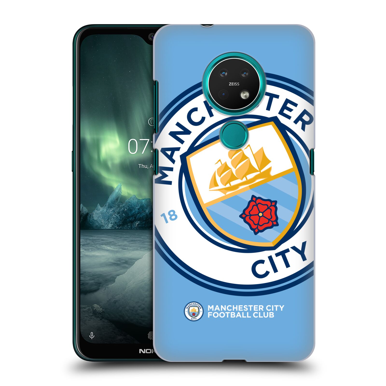 Pouzdro na mobil NOKIA 7.2 - HEAD CASE - Fotbalový klub Manchester City modrý velký přesahující znak