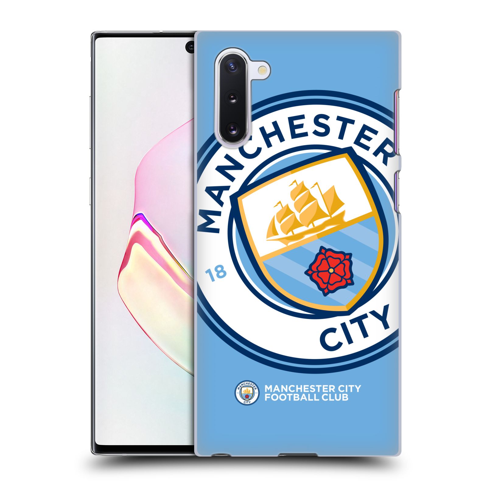 Pouzdro na mobil Samsung Galaxy Note 10 - HEAD CASE - Fotbalový klub Manchester City modrý velký přesahující znak
