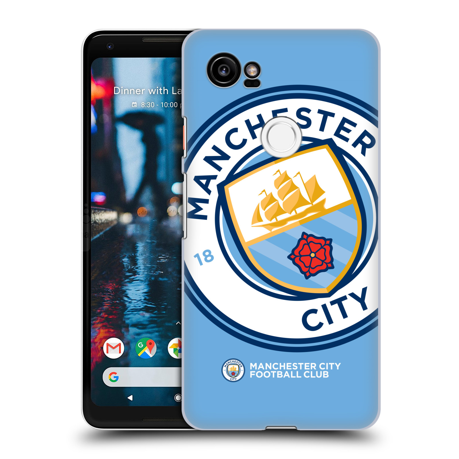 HEAD CASE plastový obal na mobil Google Pixel 2 XL Fotbalový klub Manchester City modrý velký přesahující znak