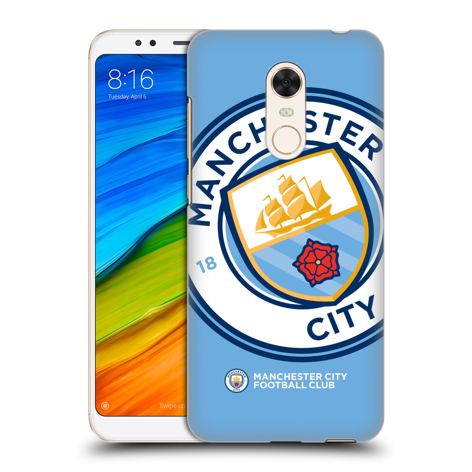 HEAD CASE plastový obal na mobil Xiaomi Redmi 5 PLUS Fotbalový klub Manchester City modrý velký přesahující znak