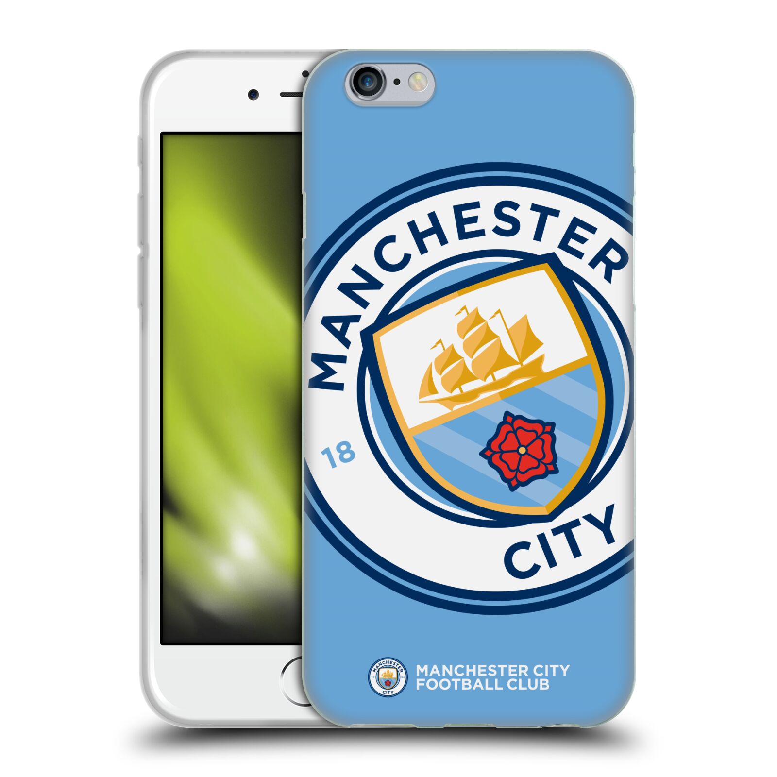 HEAD CASE silikonový obal na mobil Apple Iphone 6/6S Fotbalový klub Manchester City modrý velký přesahující znak