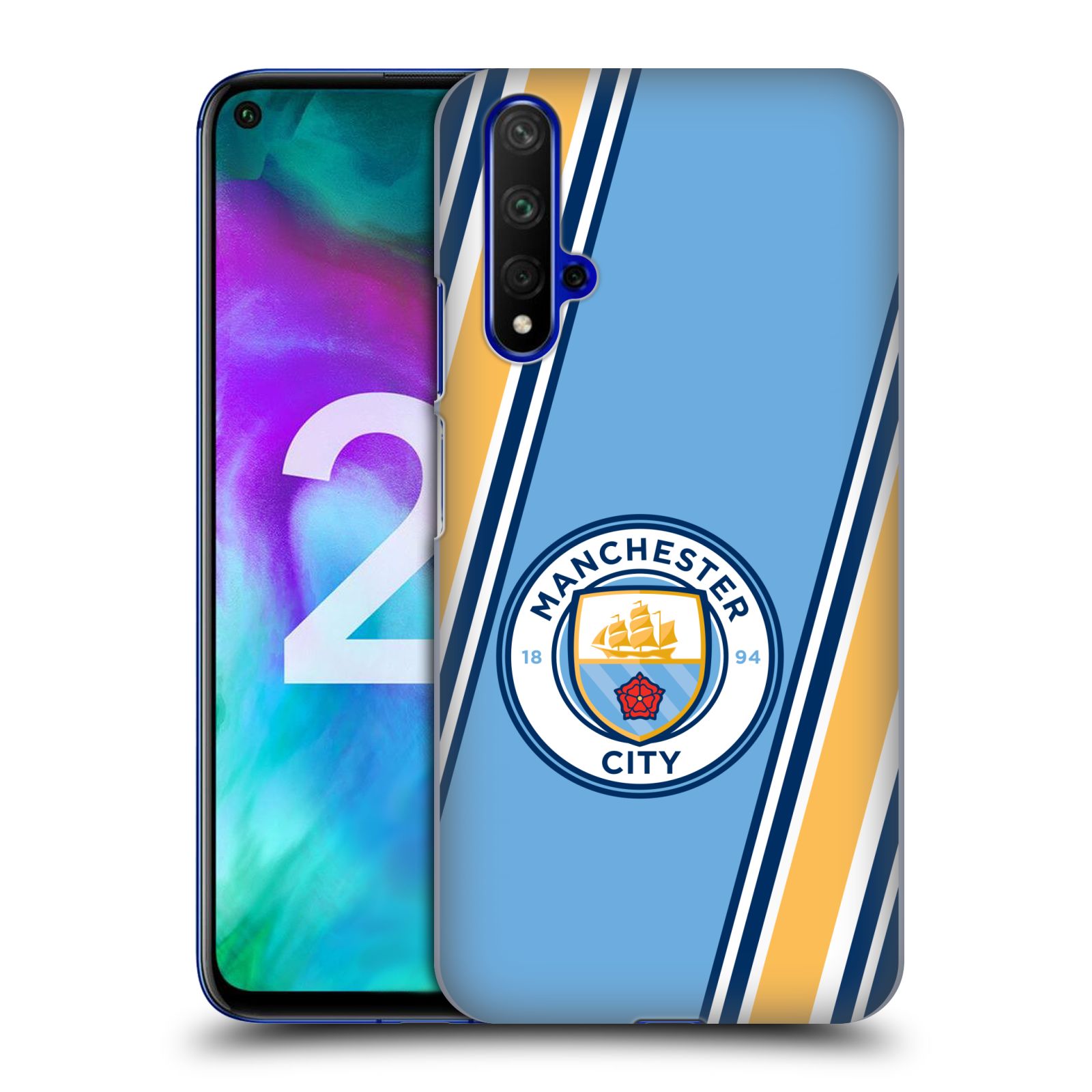 Pouzdro na mobil Honor 20 - HEAD CASE - Fotbalový klub Manchester City modrá barva žluté pruhy