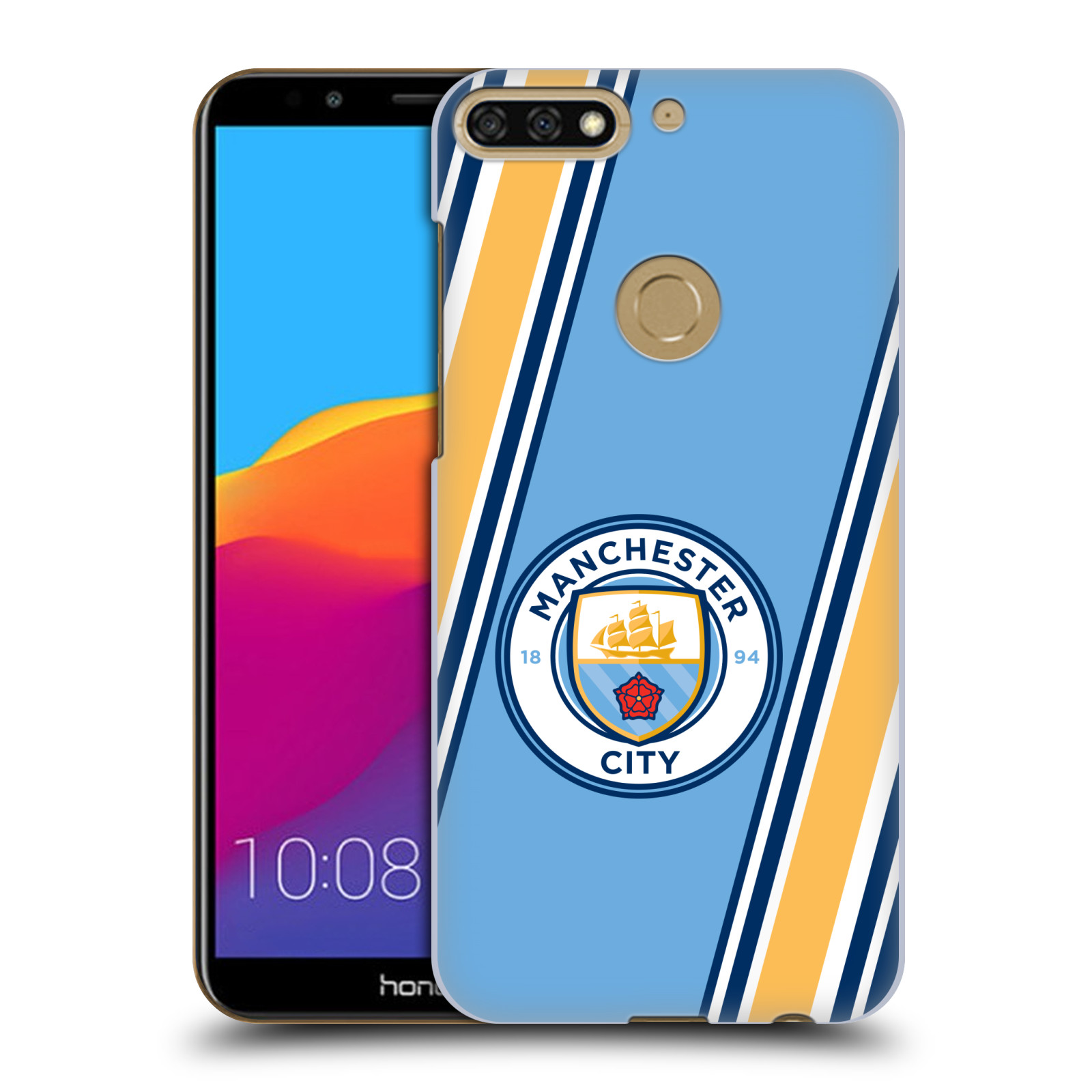 HEAD CASE plastový obal na mobil Honor 7c Fotbalový klub Manchester City modrá barva žluté pruhy