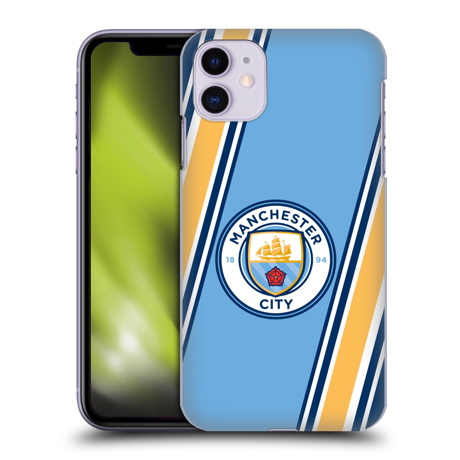 Pouzdro na mobil Apple Iphone 11 - HEAD CASE - Fotbalový klub Manchester City modrá barva žluté pruhy