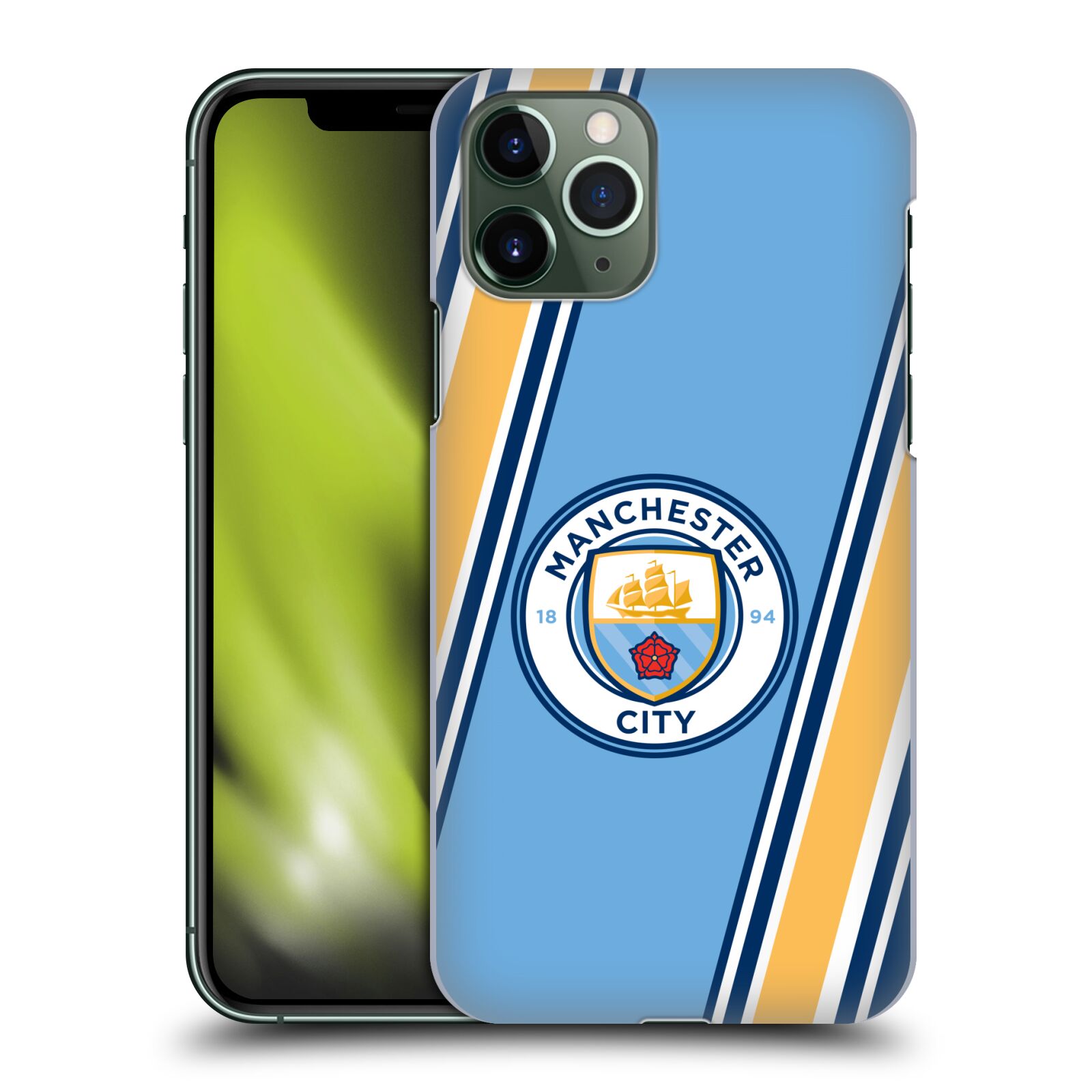 Pouzdro na mobil Apple Iphone 11 PRO - HEAD CASE - Fotbalový klub Manchester City modrá barva žluté pruhy