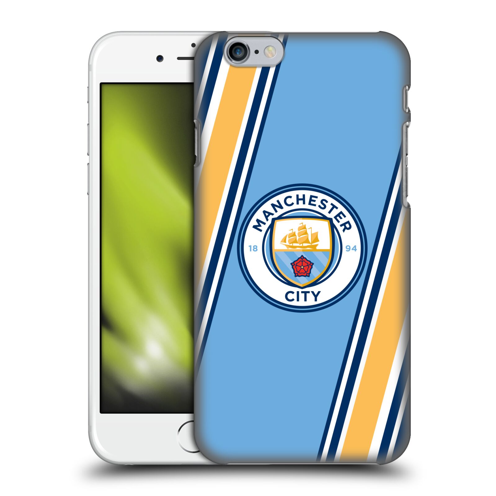 Plastové pouzdro pro mobil Apple Iphone 6/6S Fotbalový klub Manchester City modrá barva žluté pruhy