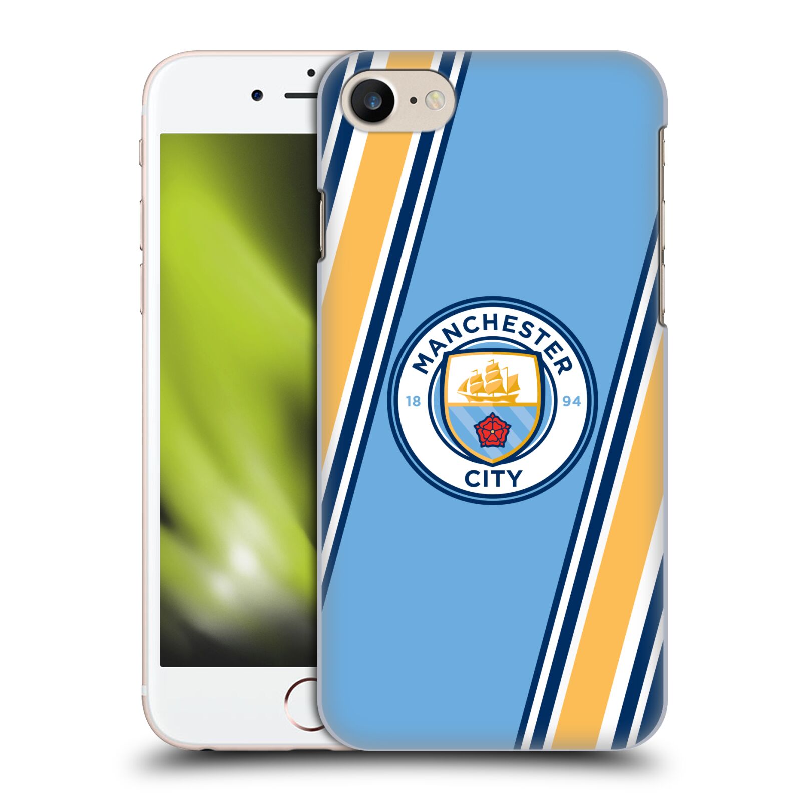 Plastové pouzdro pro mobil Apple Iphone 7/8/SE 2020 Fotbalový klub Manchester City modrá barva žluté pruhy