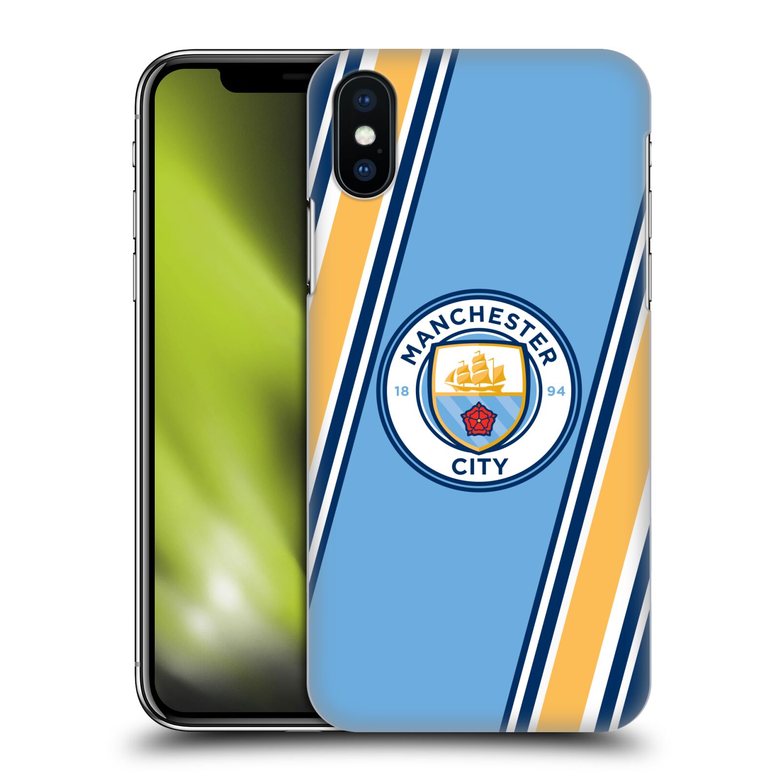 HEAD CASE plastový obal na mobil Apple Iphone X / XS Fotbalový klub Manchester City modrá barva žluté pruhy