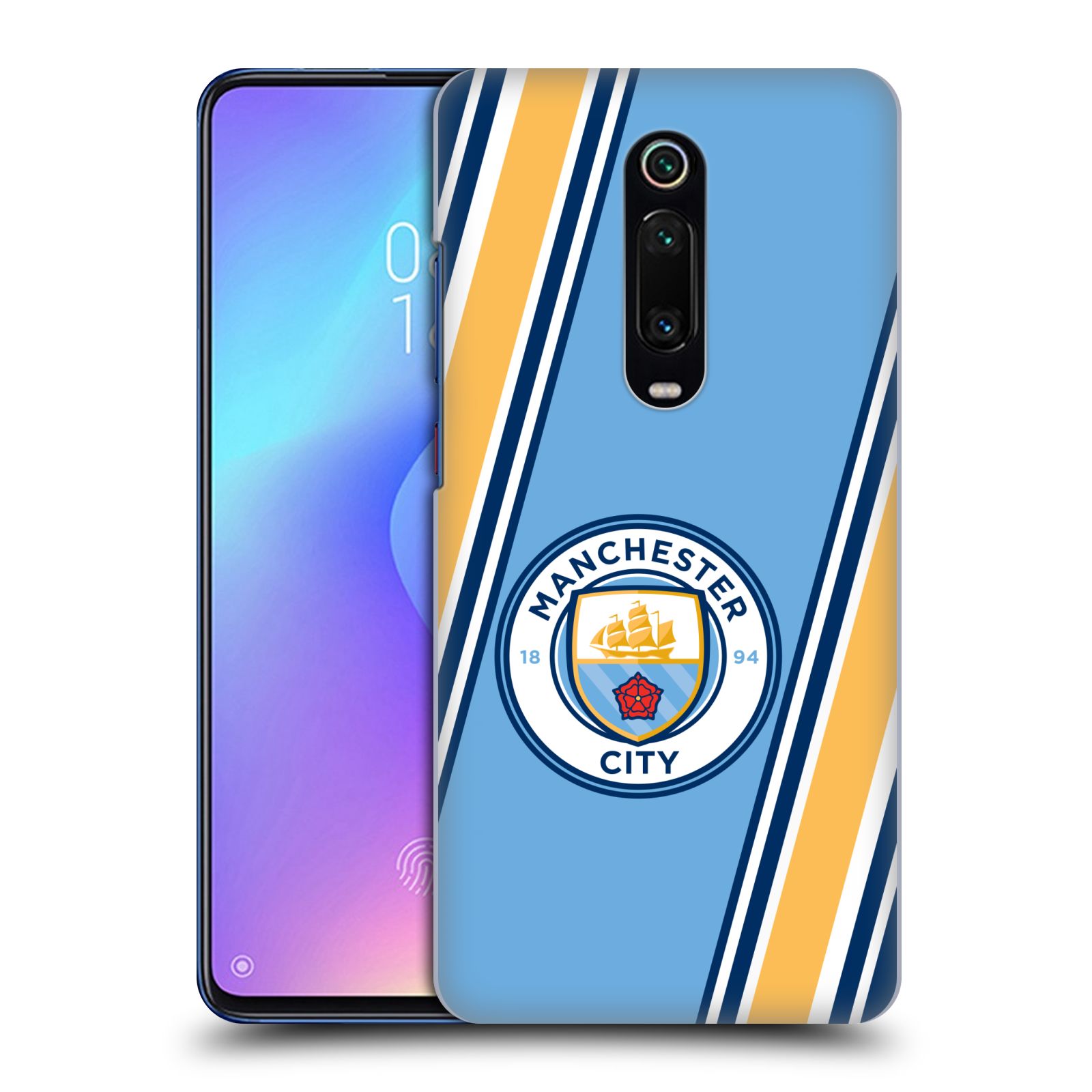 Pouzdro na mobil Xiaomi Mi 9T PRO - HEAD CASE - Fotbalový klub Manchester City modrá barva žluté pruhy