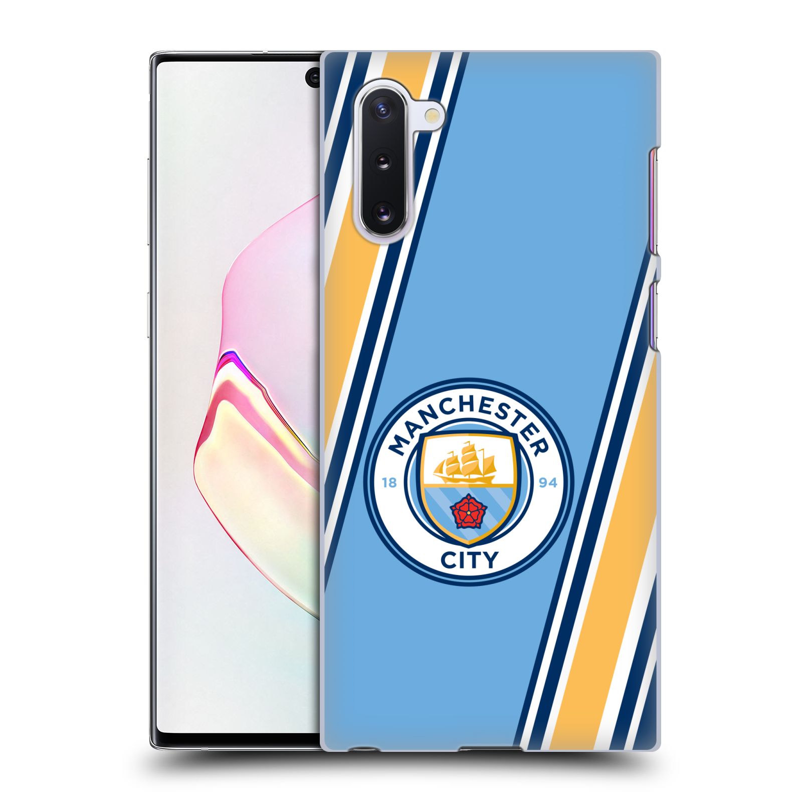 Pouzdro na mobil Samsung Galaxy Note 10 - HEAD CASE - Fotbalový klub Manchester City modrá barva žluté pruhy