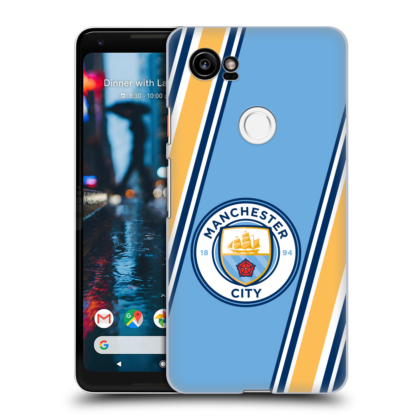 HEAD CASE plastový obal na mobil Google Pixel 2 XL Fotbalový klub Manchester City modrá barva žluté pruhy