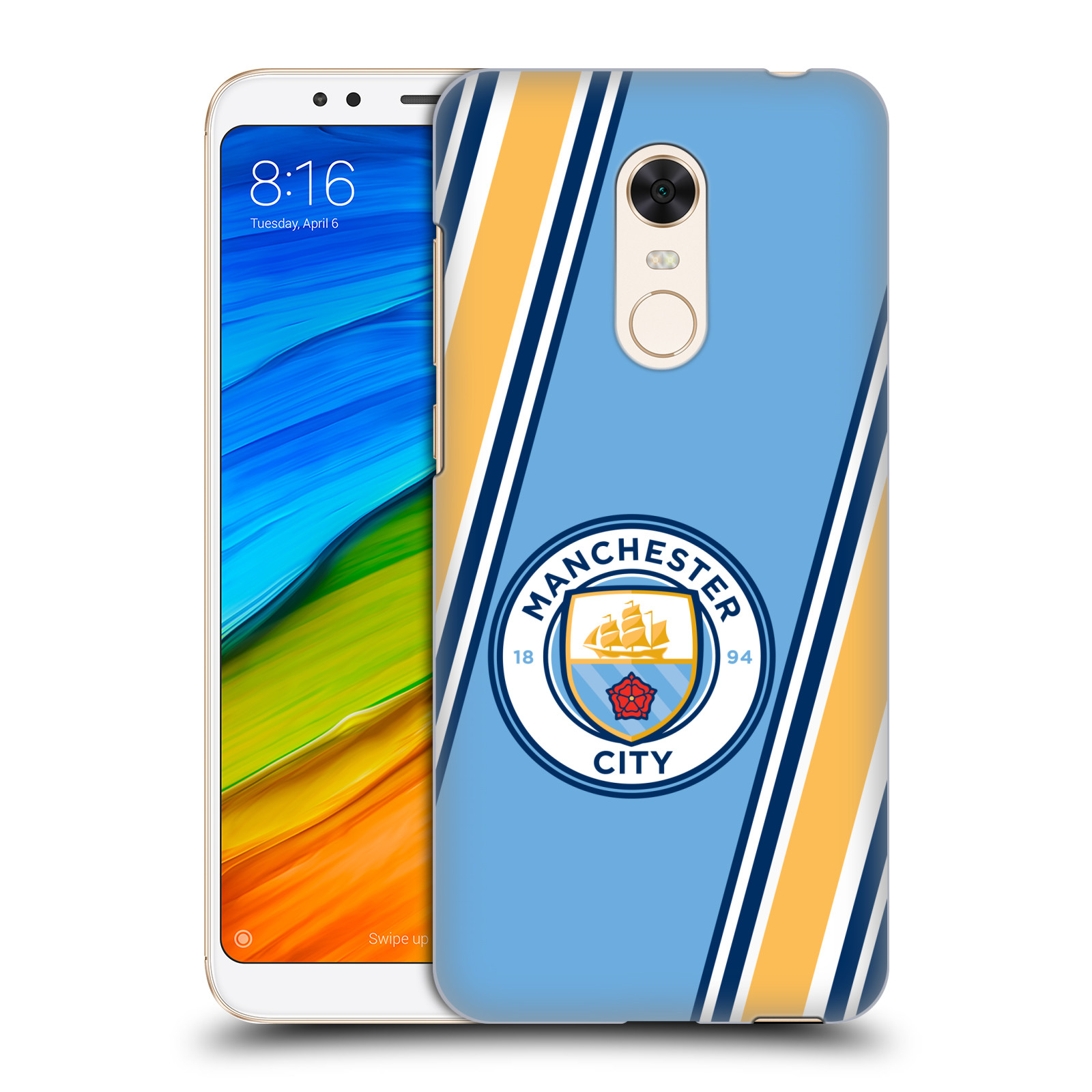 HEAD CASE plastový obal na mobil Xiaomi Redmi 5 PLUS Fotbalový klub Manchester City modrá barva žluté pruhy