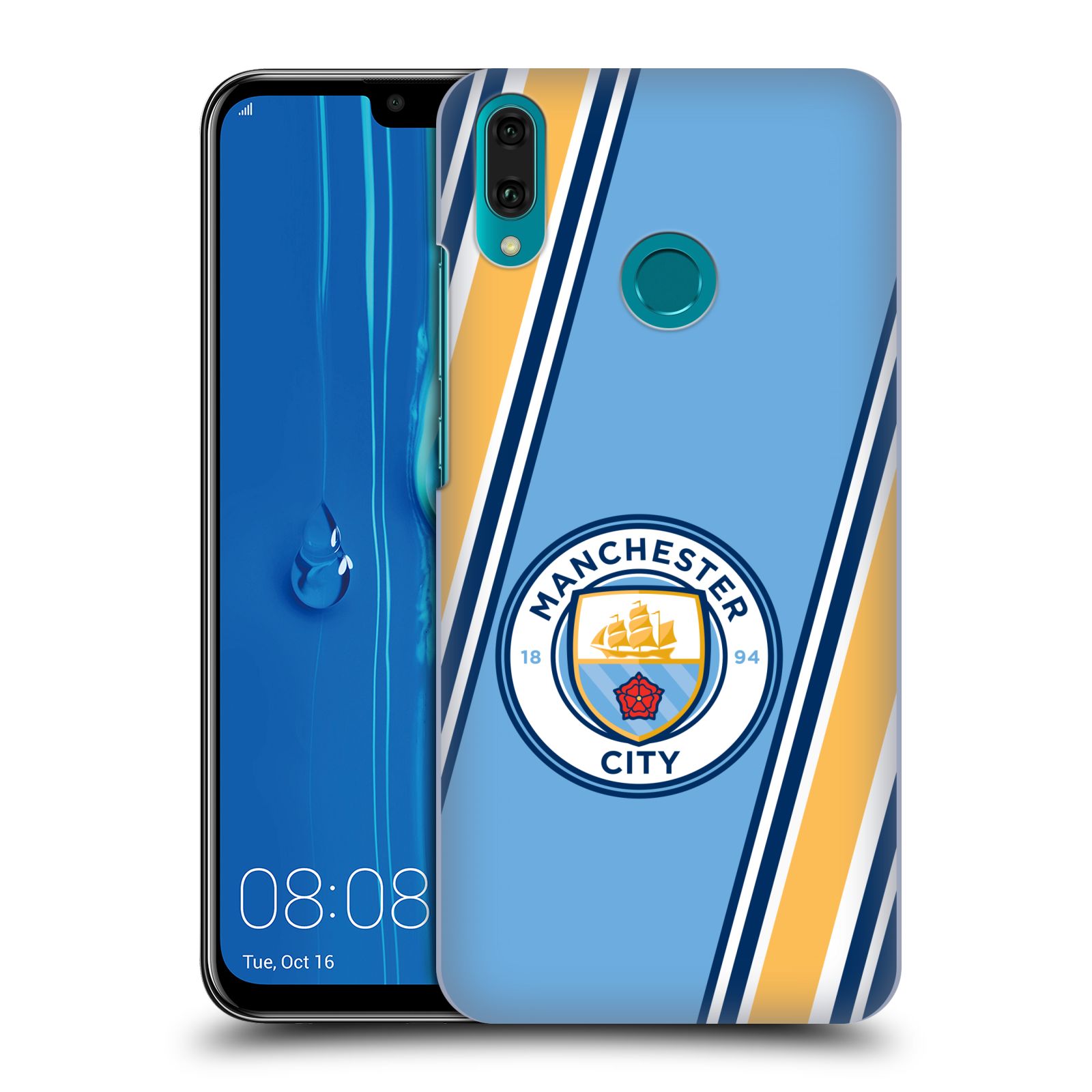 Pouzdro na mobil Huawei Y9 2019 - HEAD CASE - Fotbalový klub Manchester City modrá barva žluté pruhy