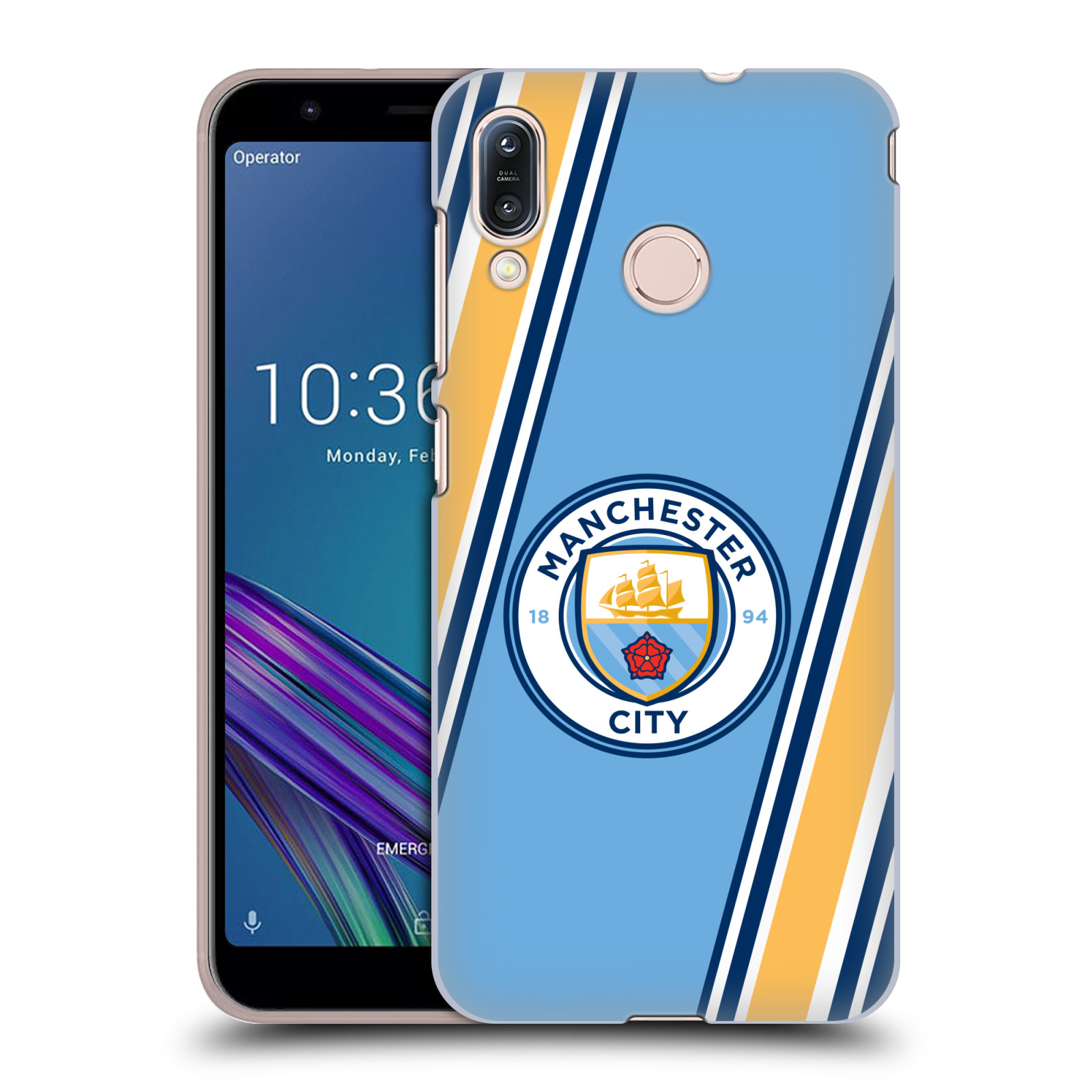 Pouzdro na mobil Asus Zenfone Max M1 (ZB555KL) - HEAD CASE - Fotbalový klub Manchester City modrá barva žluté pruhy