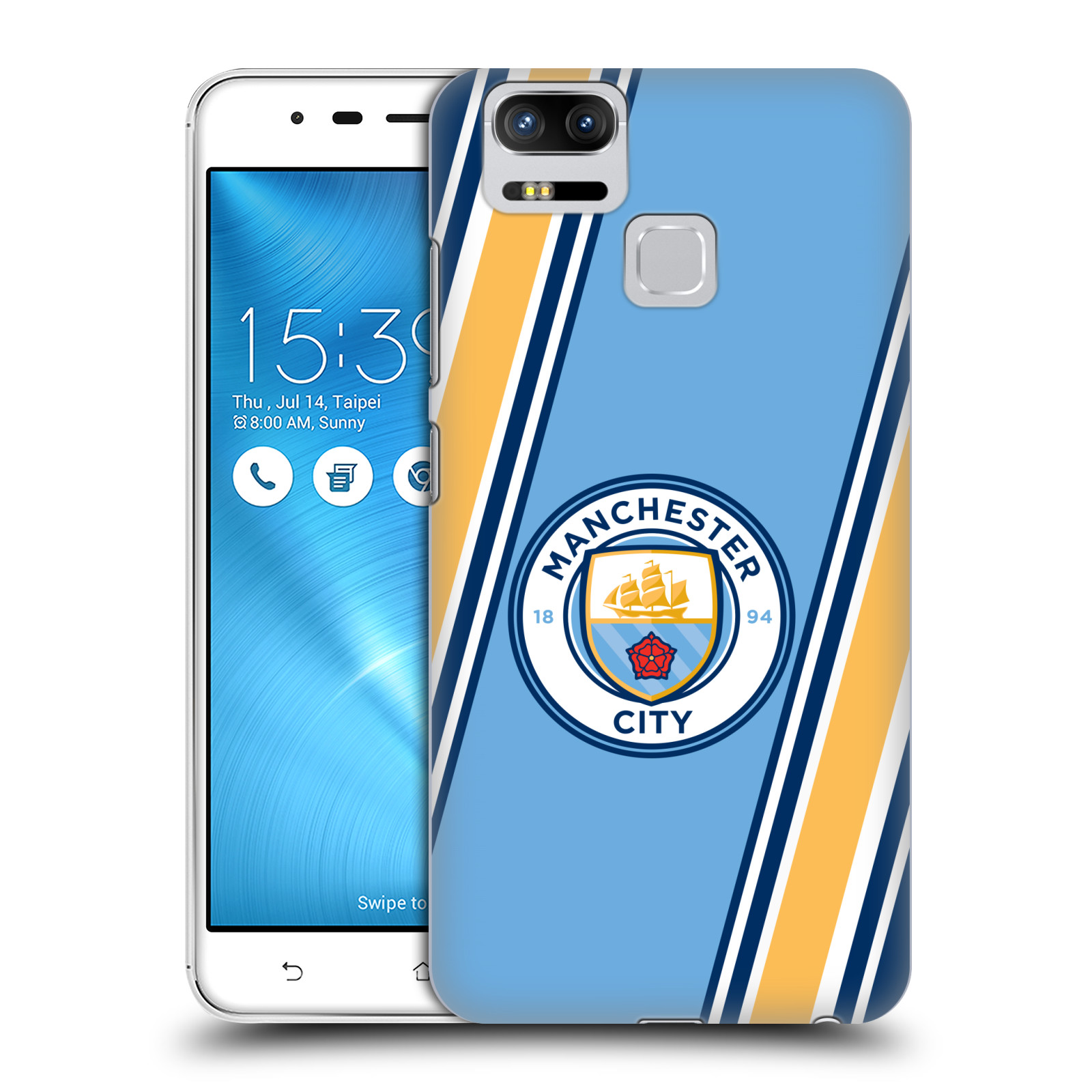 HEAD CASE plastový obal na mobil Asus Zenfone 3 Zoom ZE553KL Fotbalový klub Manchester City modrá barva žluté pruhy