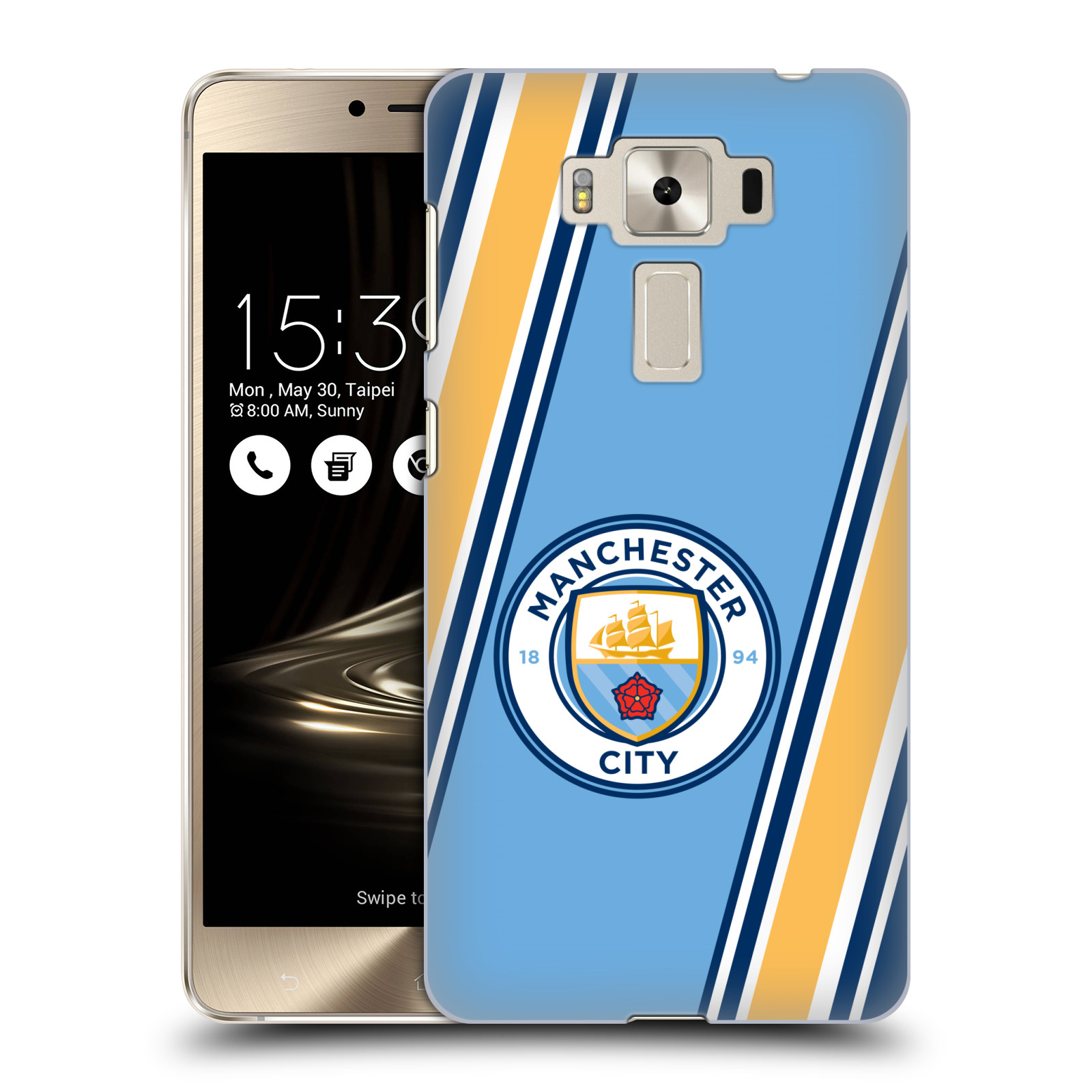 HEAD CASE plastový obal na mobil Asus Zenfone 3 DELUXE ZS550KL Fotbalový klub Manchester City modrá barva žluté pruhy