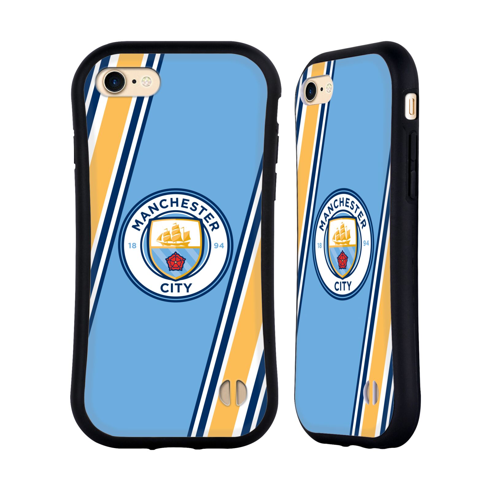 HEAD CASE odolný obal na mobil Apple Iphone 8 Fotbalový klub Manchester City modrá barva žluté pruhy