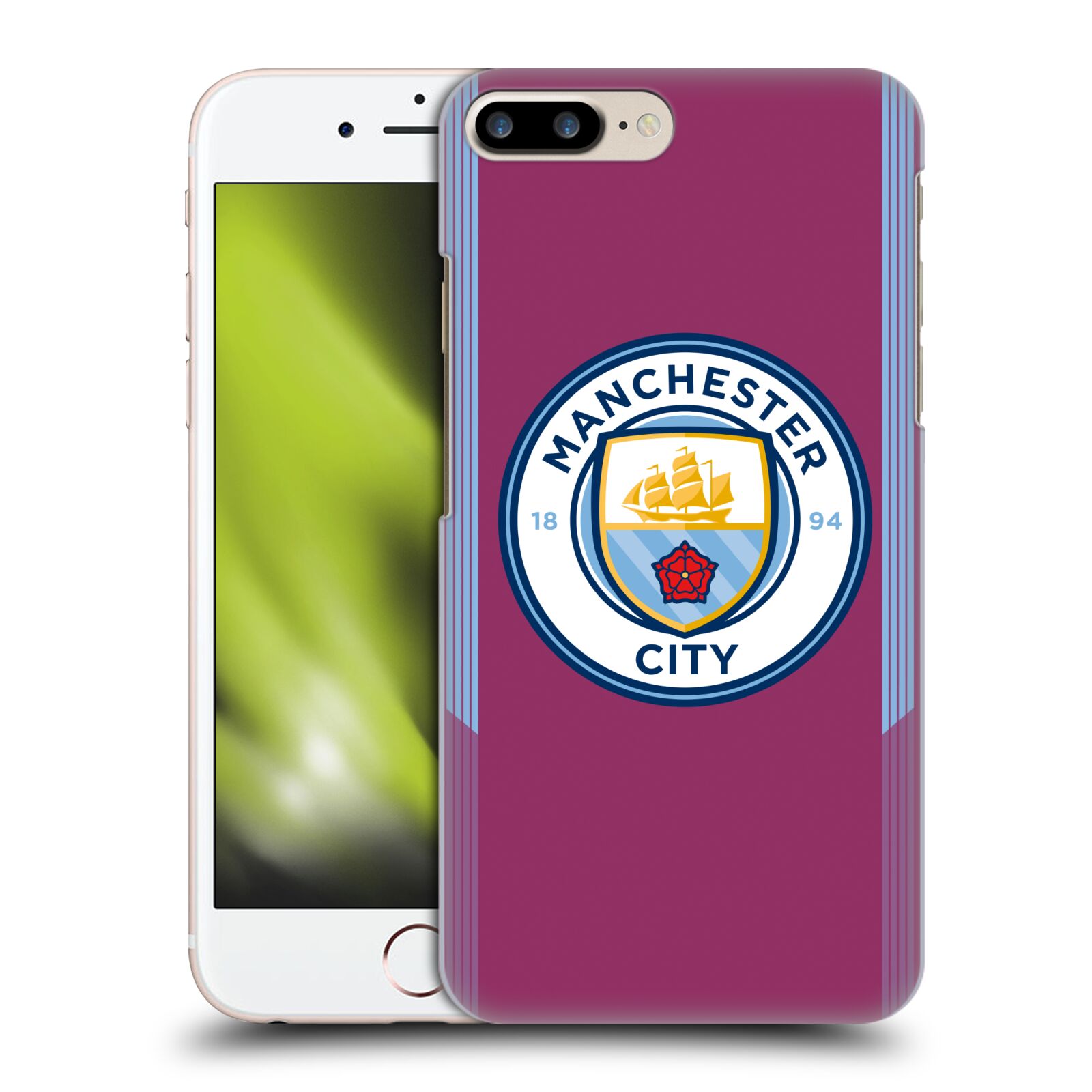 Plastové pouzdro pro mobil Apple Iphone 8 PLUS Fotbalový klub Manchester City fialová barva venkovní dresy