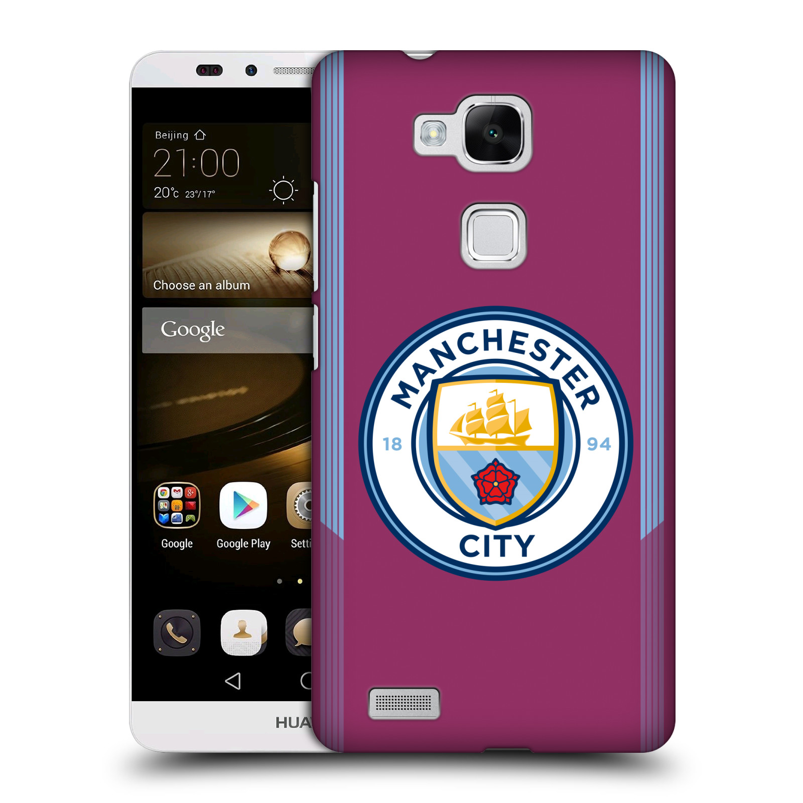 HEAD CASE plastový obal na mobil Huawei Mate 7 Fotbalový klub Manchester City fialová barva venkovní dresy