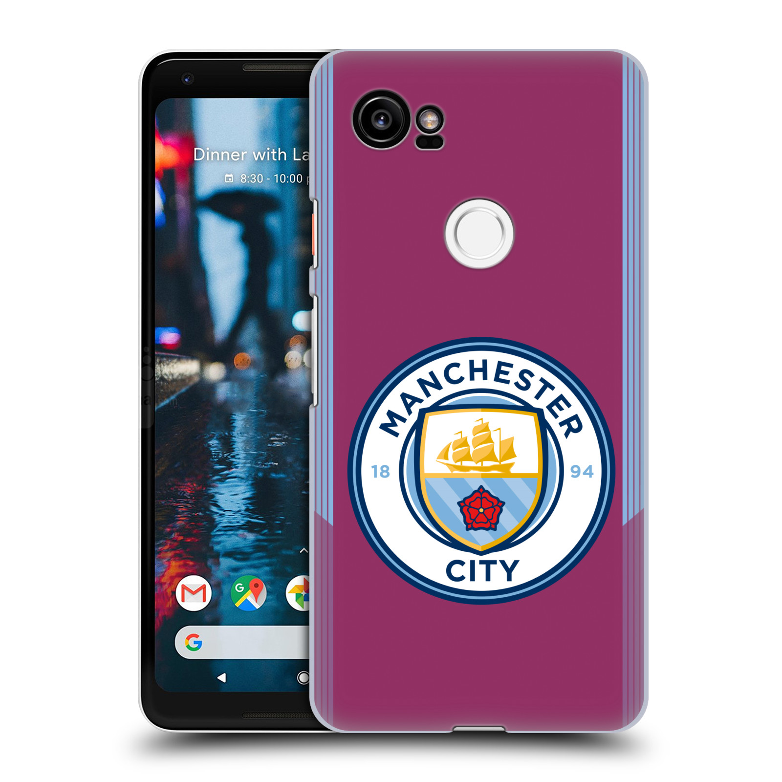 HEAD CASE plastový obal na mobil Google Pixel 2 XL Fotbalový klub Manchester City fialová barva venkovní dresy