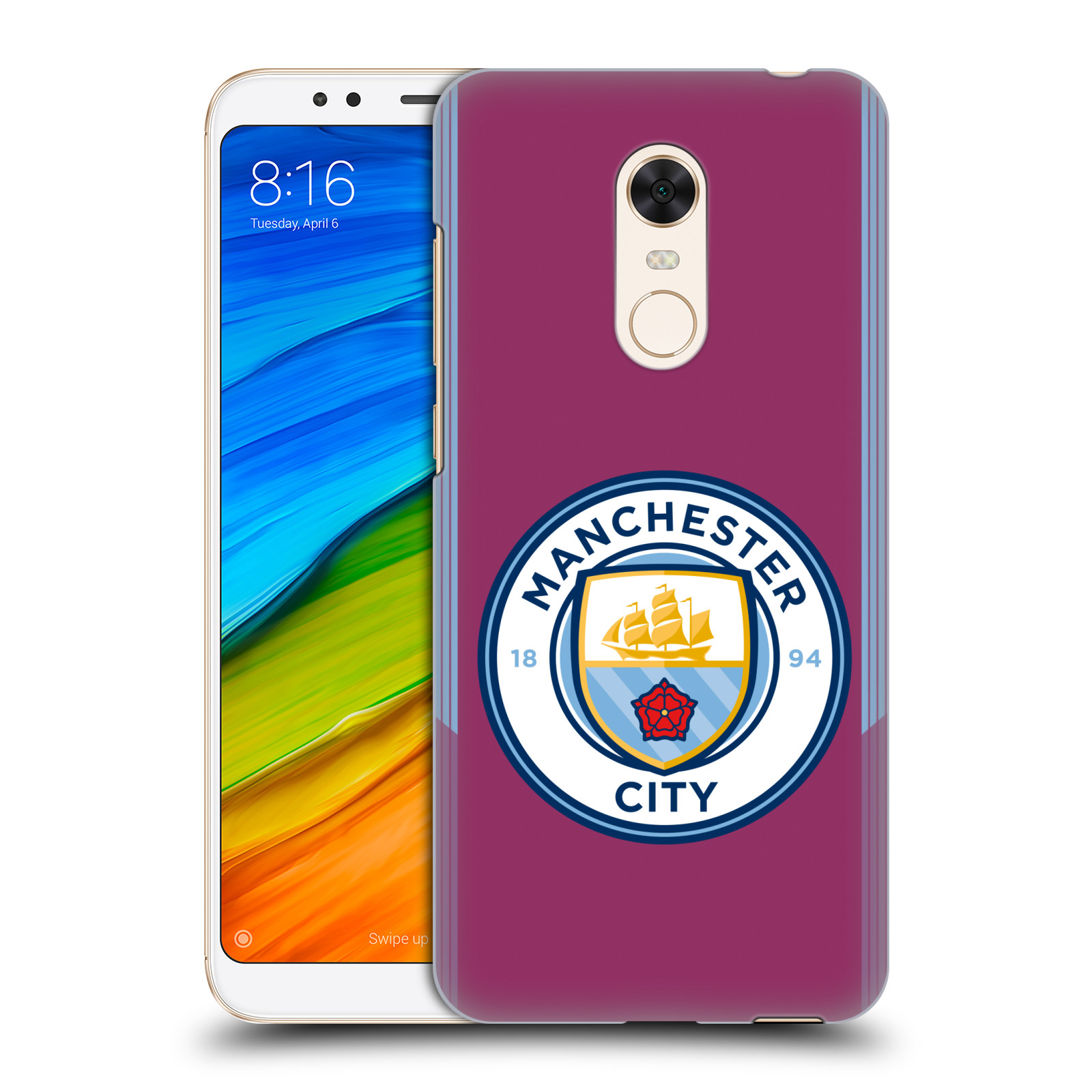 HEAD CASE plastový obal na mobil Xiaomi Redmi 5 PLUS Fotbalový klub Manchester City fialová barva venkovní dresy