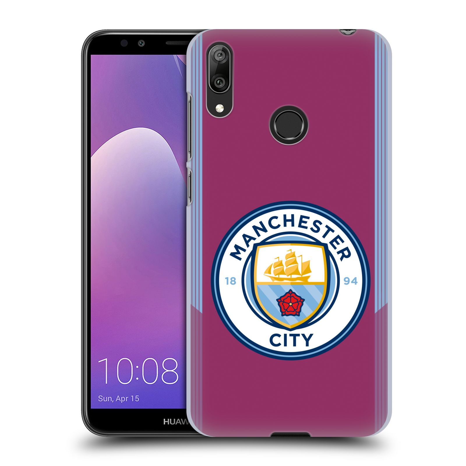 Pouzdro na mobil Huawei Y7 2019 - Head Case - Fotbalový klub Manchester City fialová barva venkovní dresy