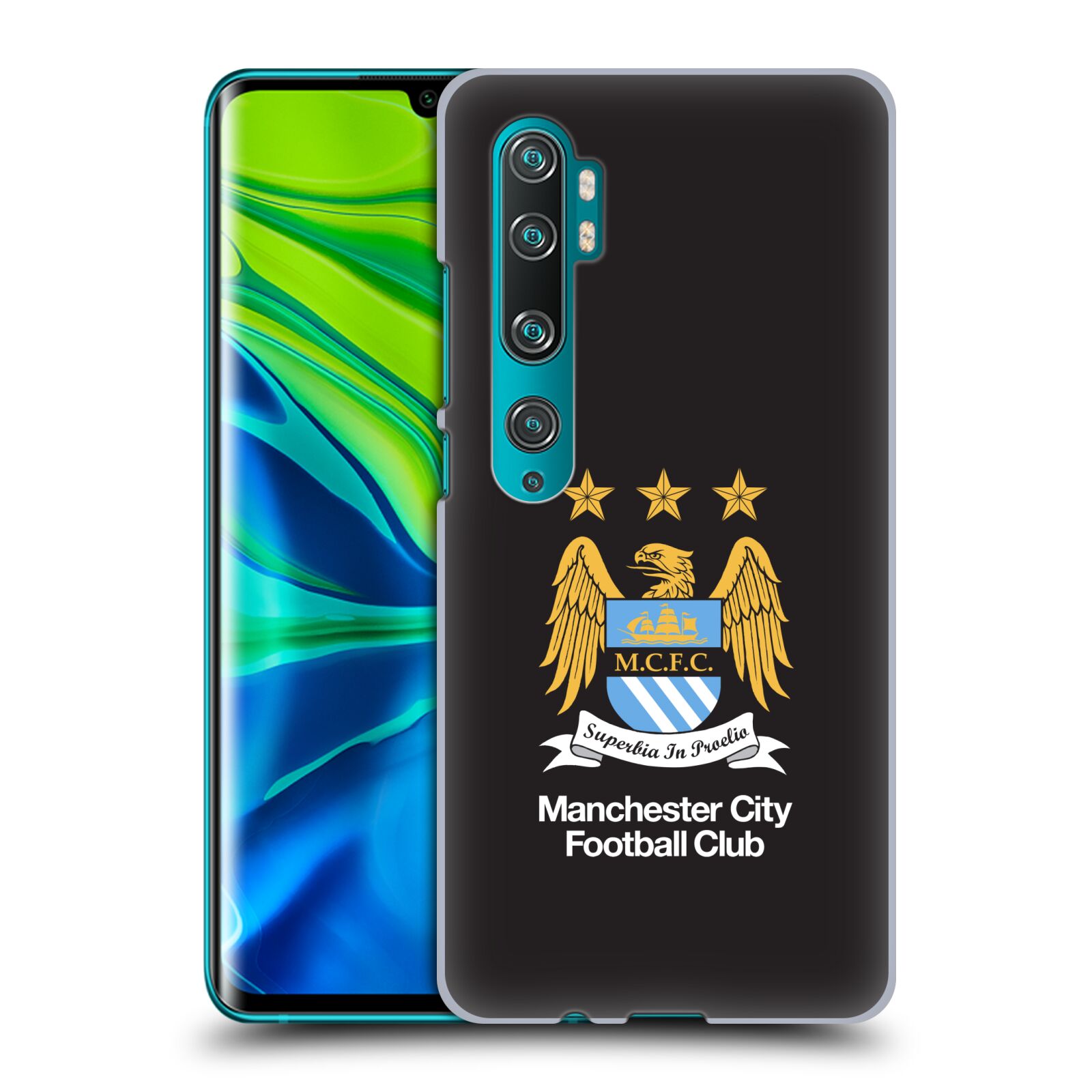 Pouzdro na mobil Xiaomi Mi Note 10 / Mi Note 10 PRO - HEAD CASE - Fotbalový klub Manchester City černé pozadí velký znak