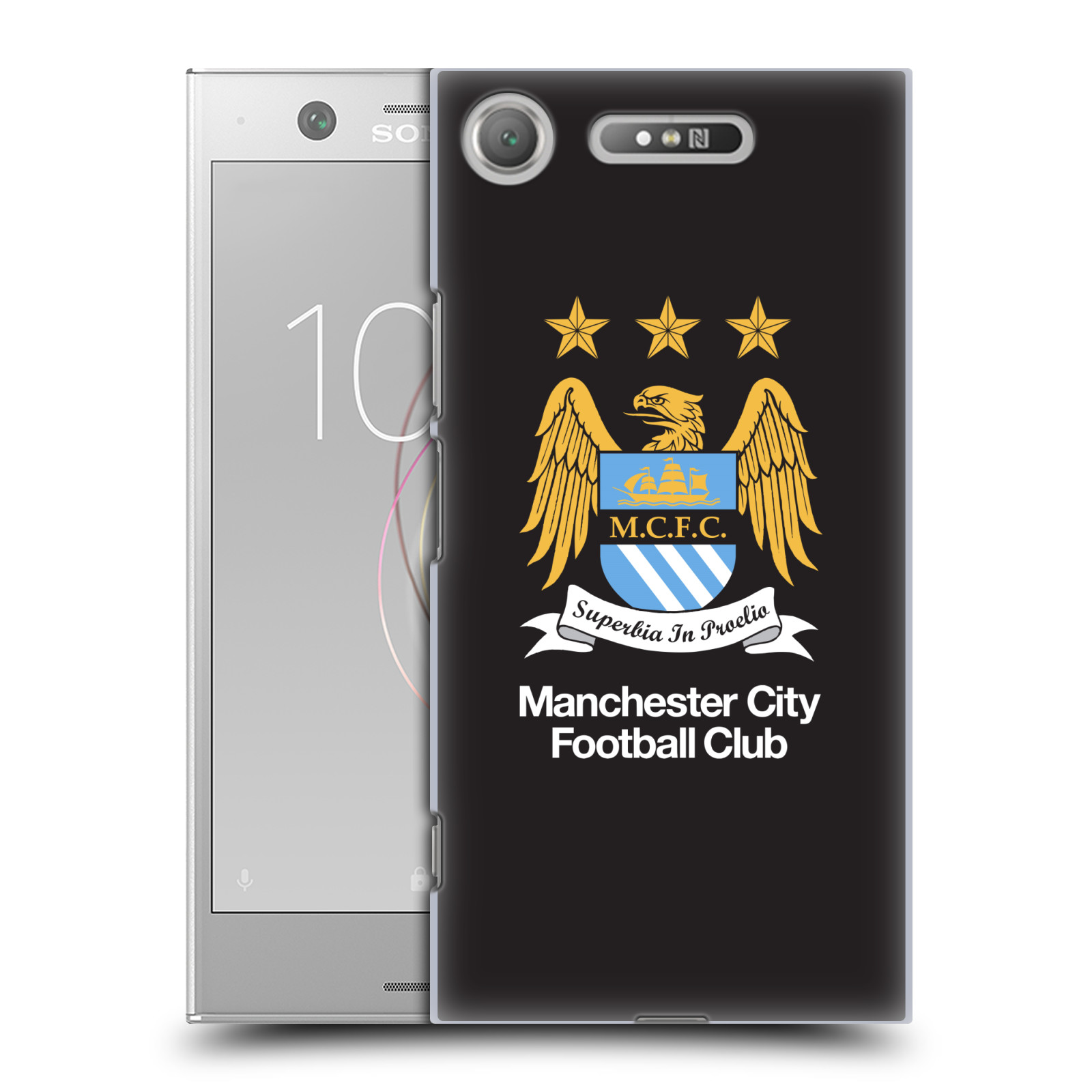 HEAD CASE plastový obal na mobil Sony Xperia XZ1 Fotbalový klub Manchester City černé pozadí velký znak