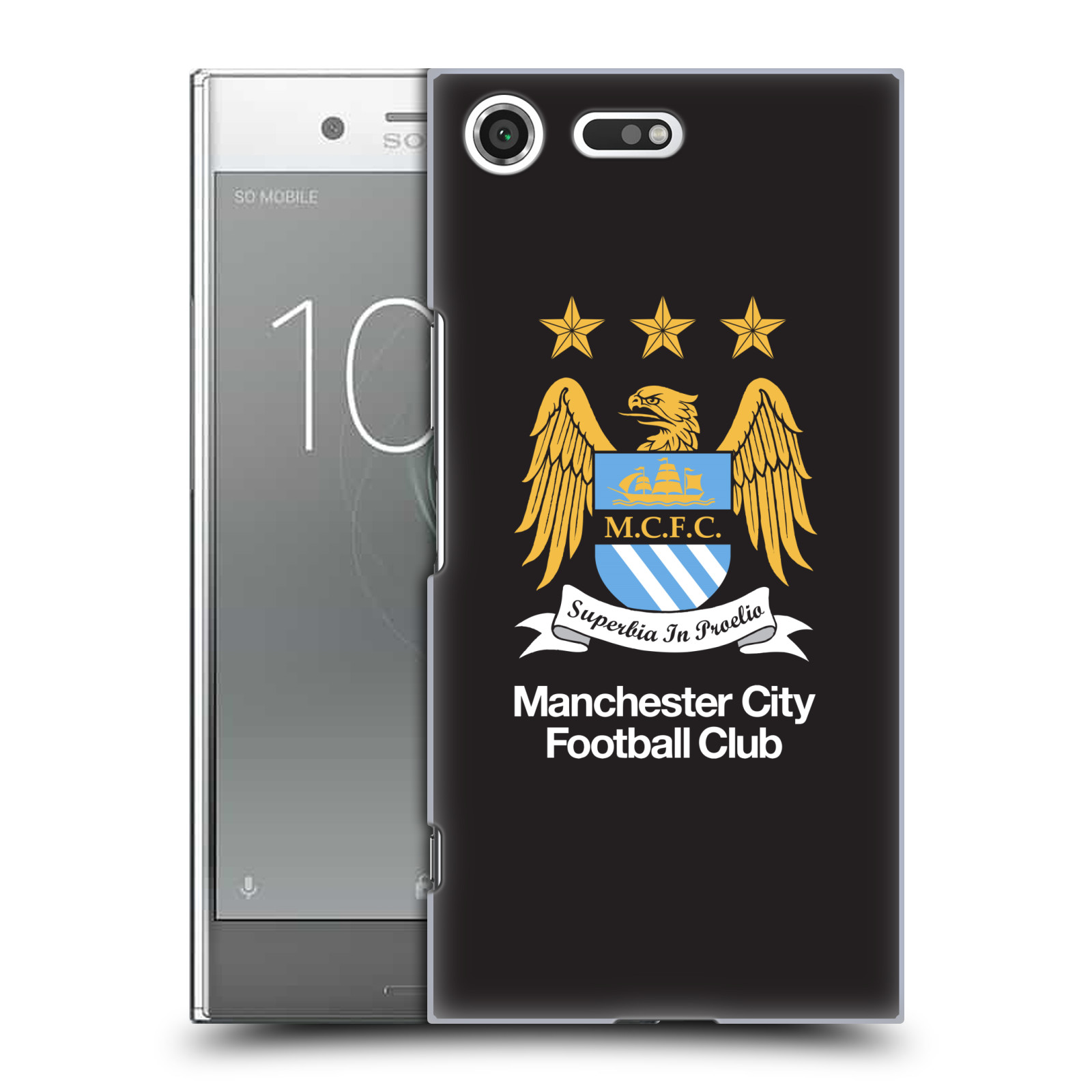 HEAD CASE plastový obal na mobil Sony Xperia XZ PREMIUM Fotbalový klub Manchester City černé pozadí velký znak