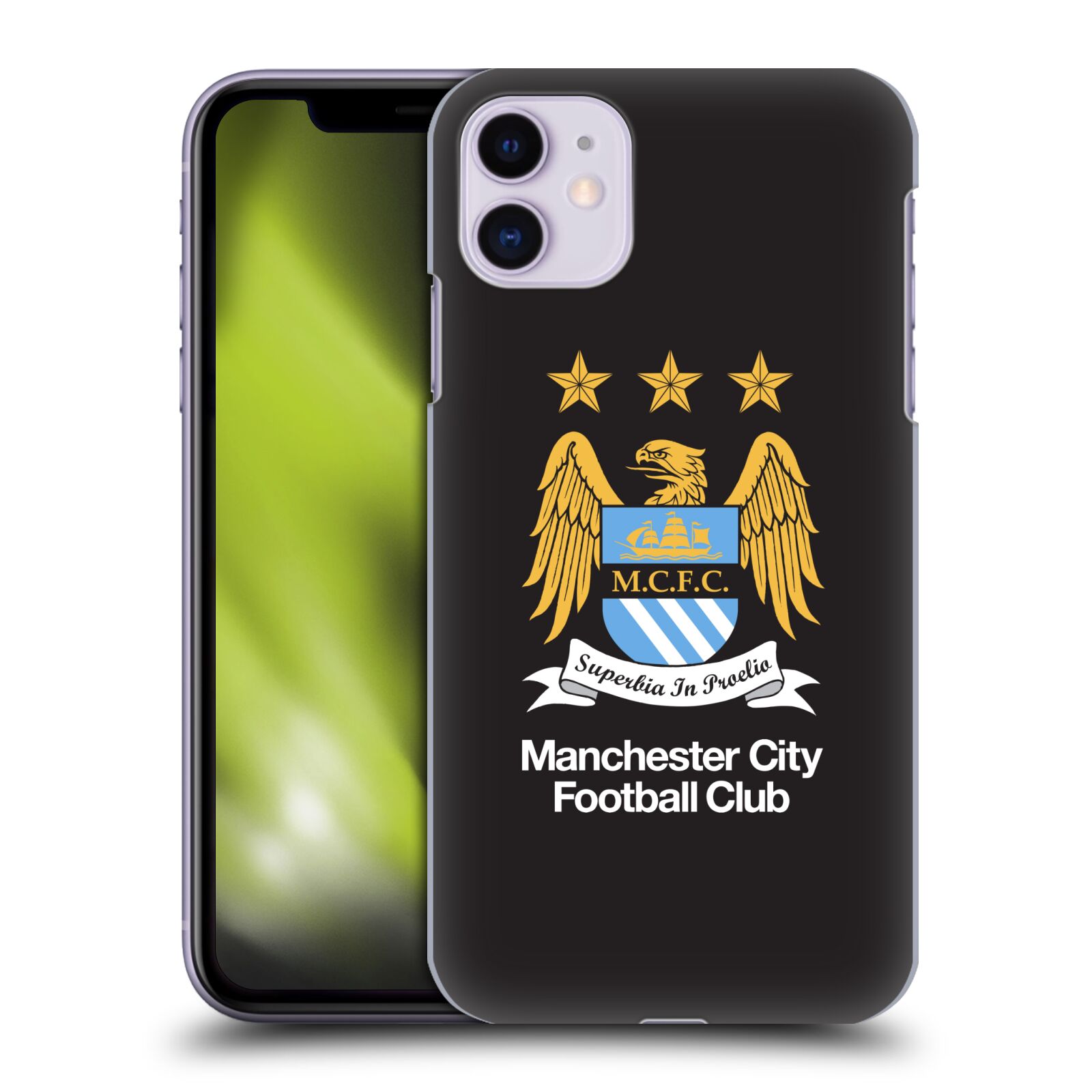 Pouzdro na mobil Apple Iphone 11 - HEAD CASE - Fotbalový klub Manchester City černé pozadí velký znak