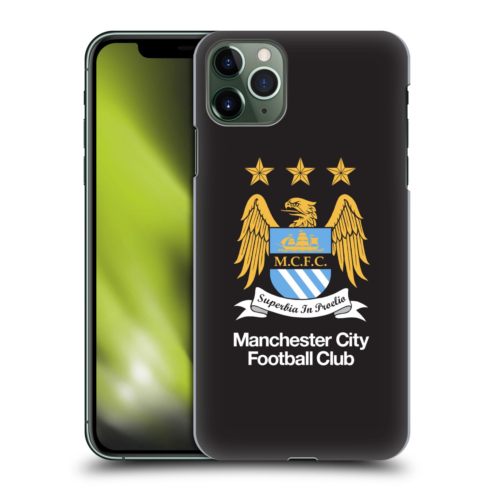 Pouzdro na mobil Apple Iphone 11 PRO MAX - HEAD CASE - Fotbalový klub Manchester City černé pozadí velký znak