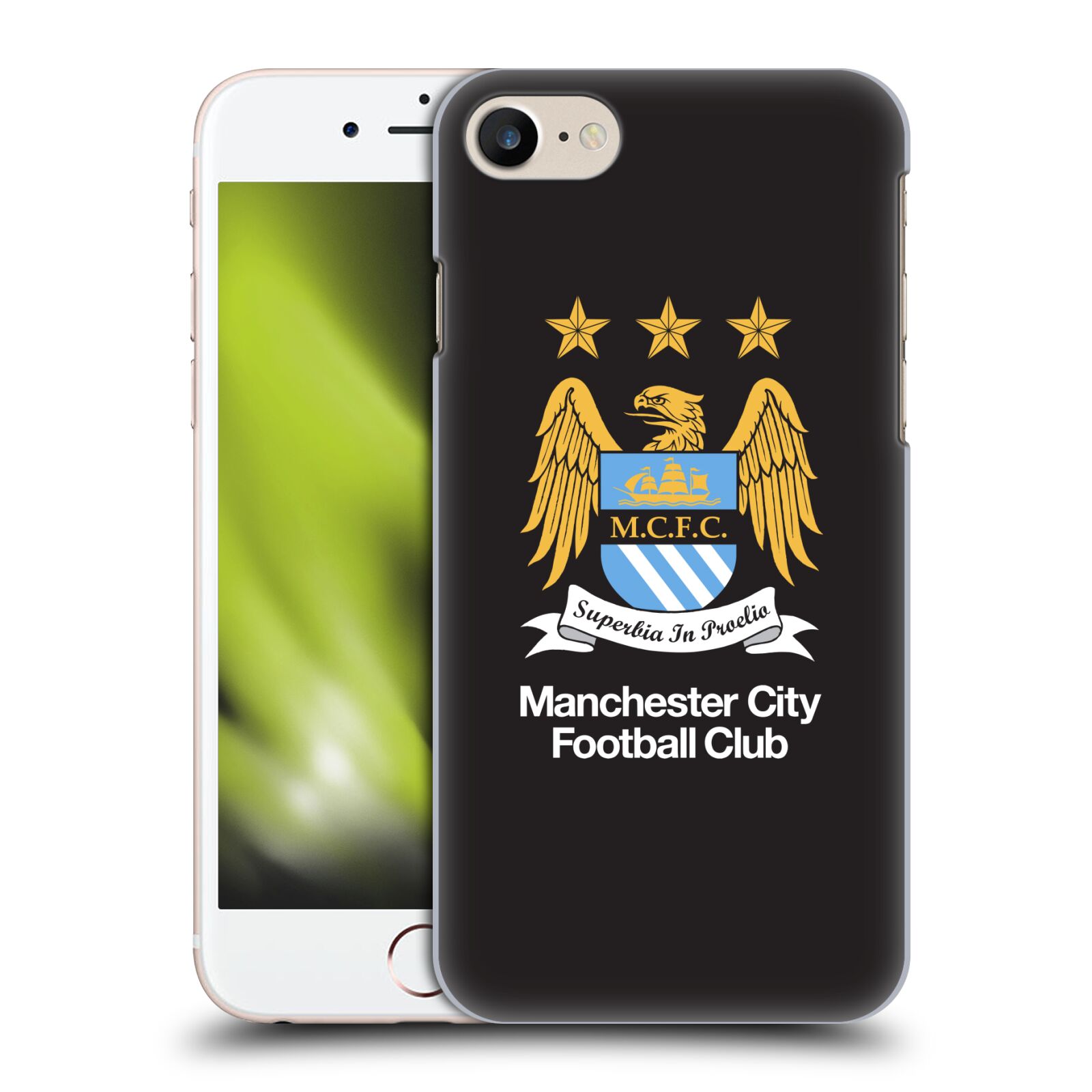 Plastové pouzdro pro mobil Apple Iphone 7/8/SE 2020 Fotbalový klub Manchester City černé pozadí velký znak