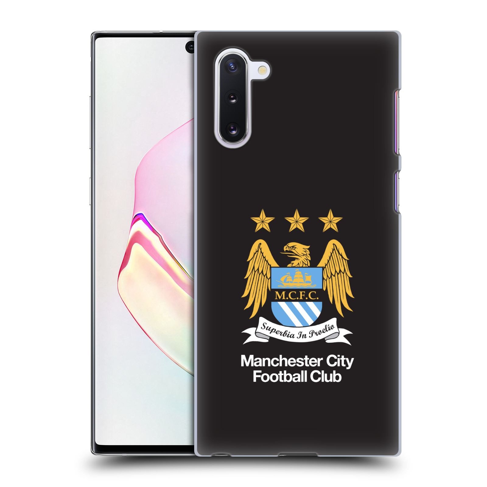 Pouzdro na mobil Samsung Galaxy Note 10 - HEAD CASE - Fotbalový klub Manchester City černé pozadí velký znak