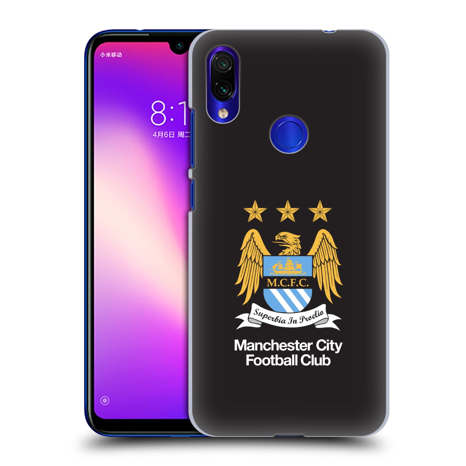 Pouzdro na mobil Xiaomi Redmi Note 7 - Head Case - Fotbalový klub Manchester City černé pozadí velký znak