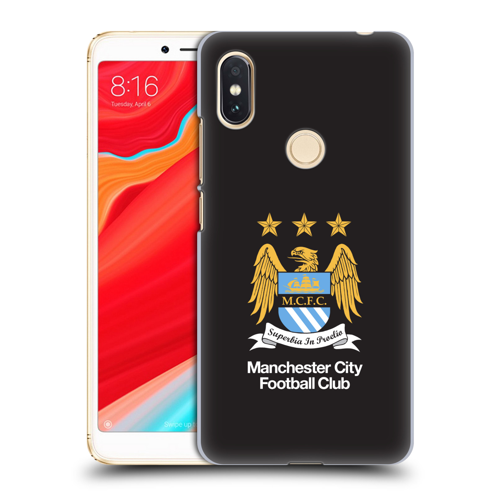 HEAD CASE plastový obal na mobil Xiaomi Redmi S2 Fotbalový klub Manchester City černé pozadí velký znak