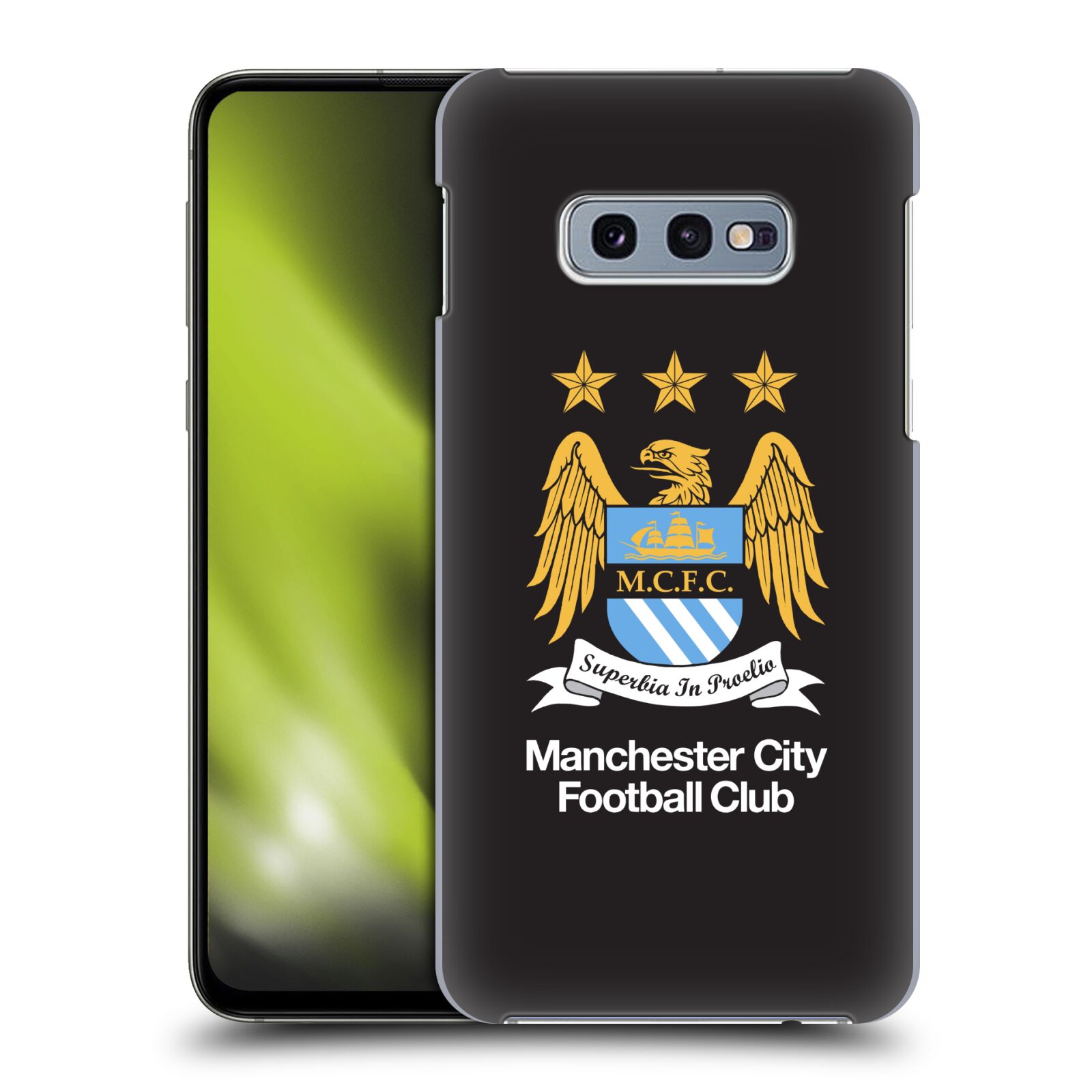 Pouzdro na mobil Samsung Galaxy S10e - HEAD CASE - Fotbalový klub Manchester City černé pozadí velký znak