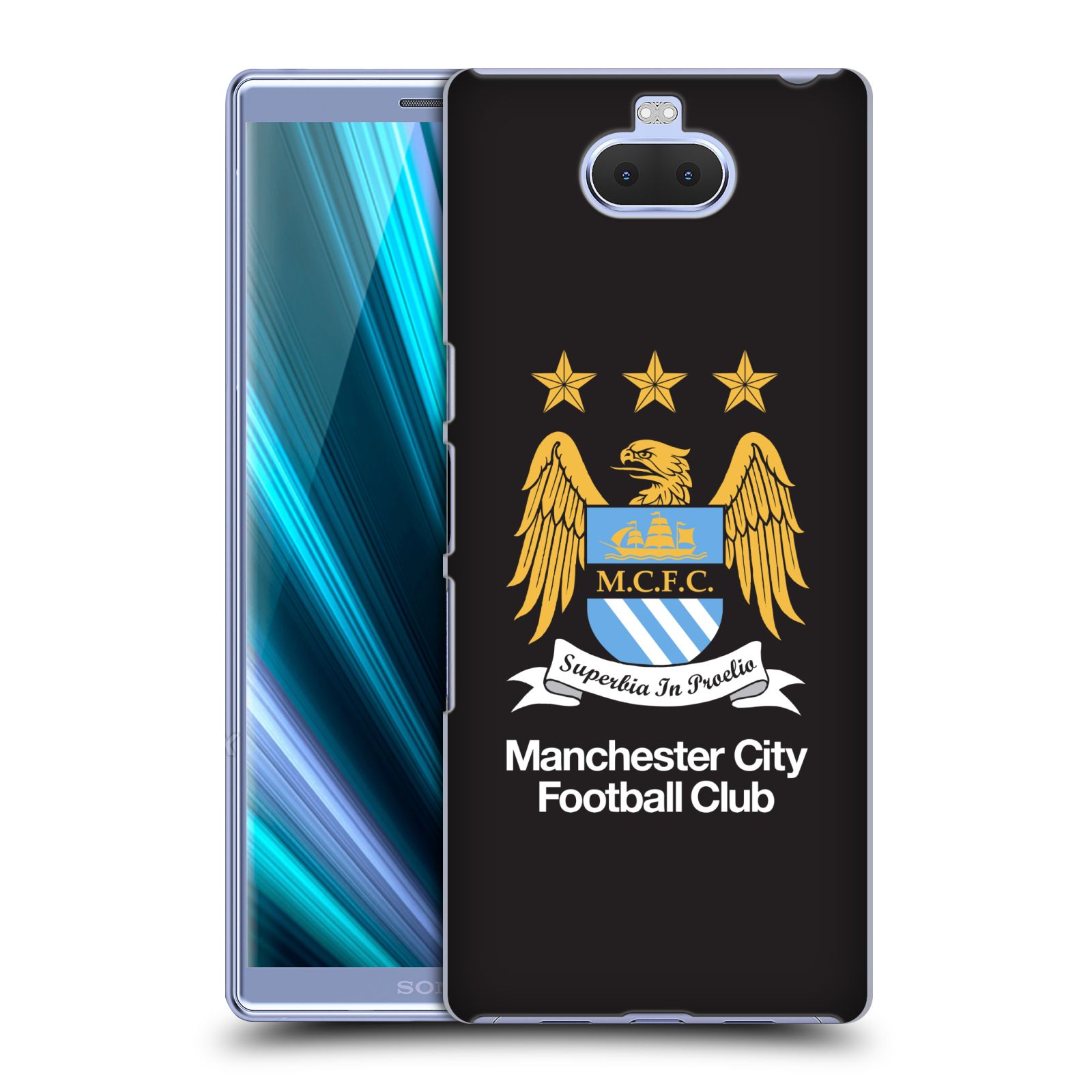 Pouzdro na mobil Sony Xperia 10 - Head Case - Fotbalový klub Manchester City černé pozadí velký znak
