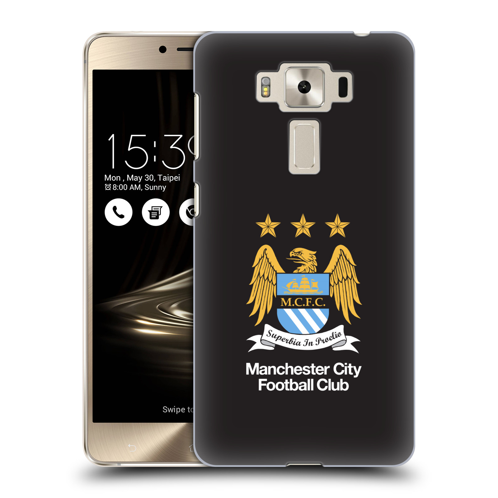 HEAD CASE plastový obal na mobil Asus Zenfone 3 DELUXE ZS550KL Fotbalový klub Manchester City černé pozadí velký znak