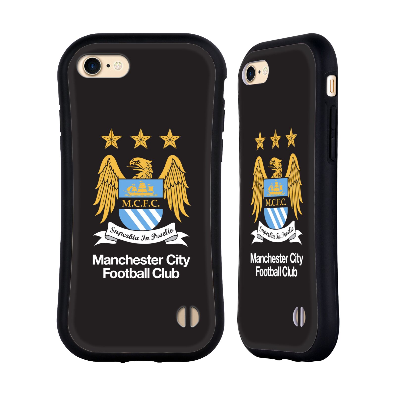 HEAD CASE odolný obal na mobil Apple Iphone 8 Fotbalový klub Manchester City černé pozadí velký znak