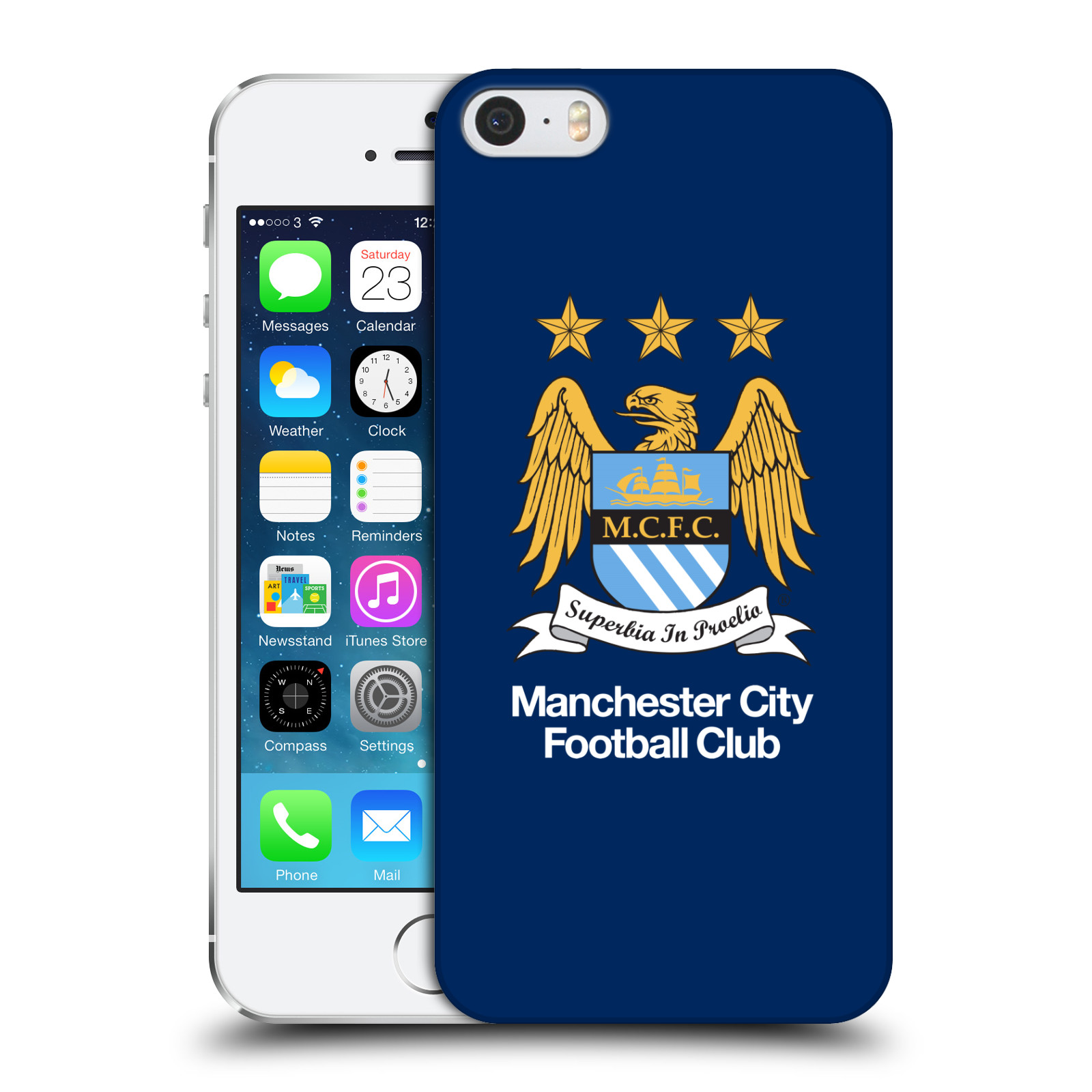 Plastové pouzdro pro mobil Apple Iphone 5 / 5S / SE Fotbalový klub Manchester City modré pozadí velký znak